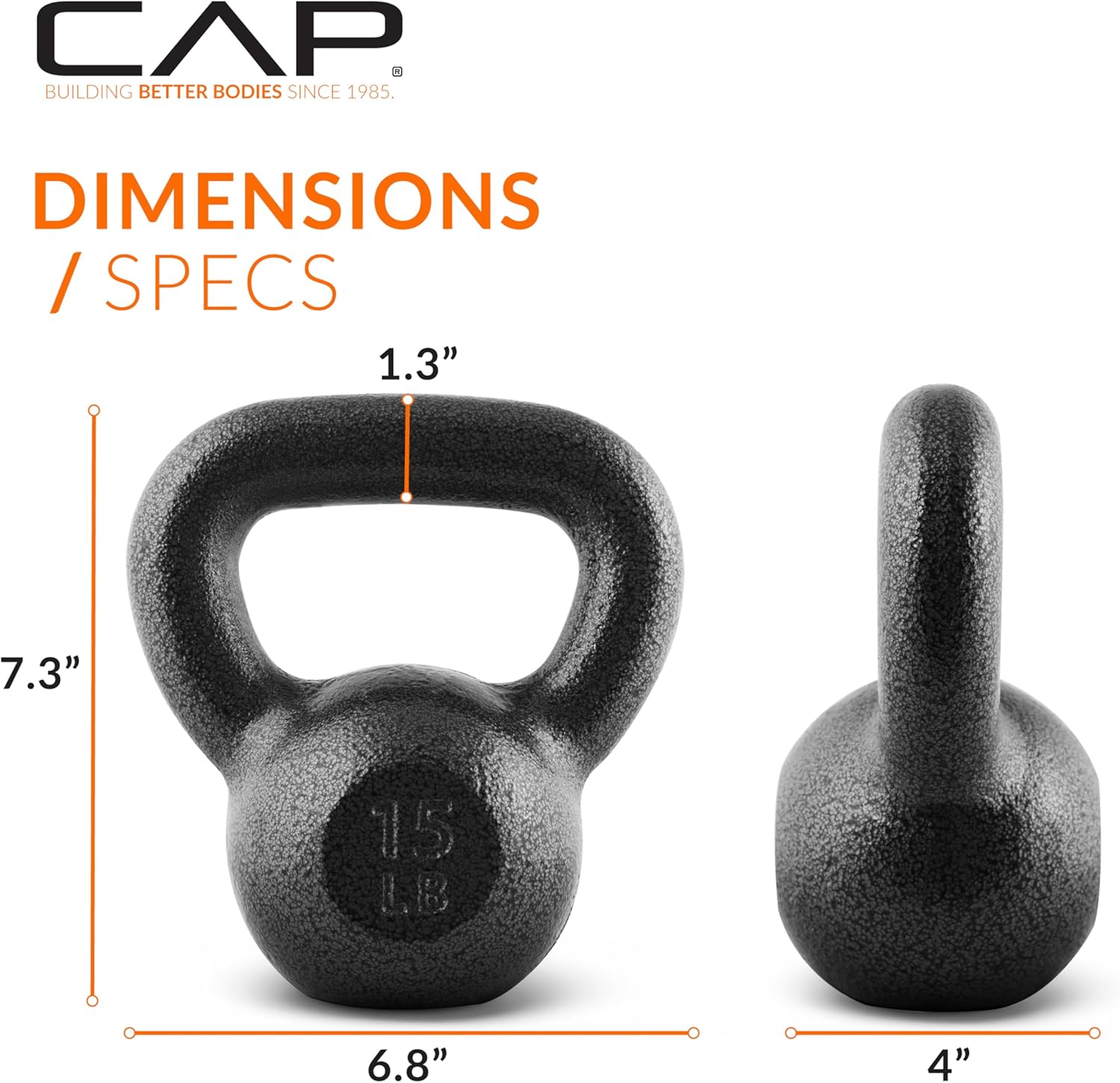 CAP Barbell Cast Iron Kettlebell - Coated Options, Singles and Sets, Multiple Weight Choices