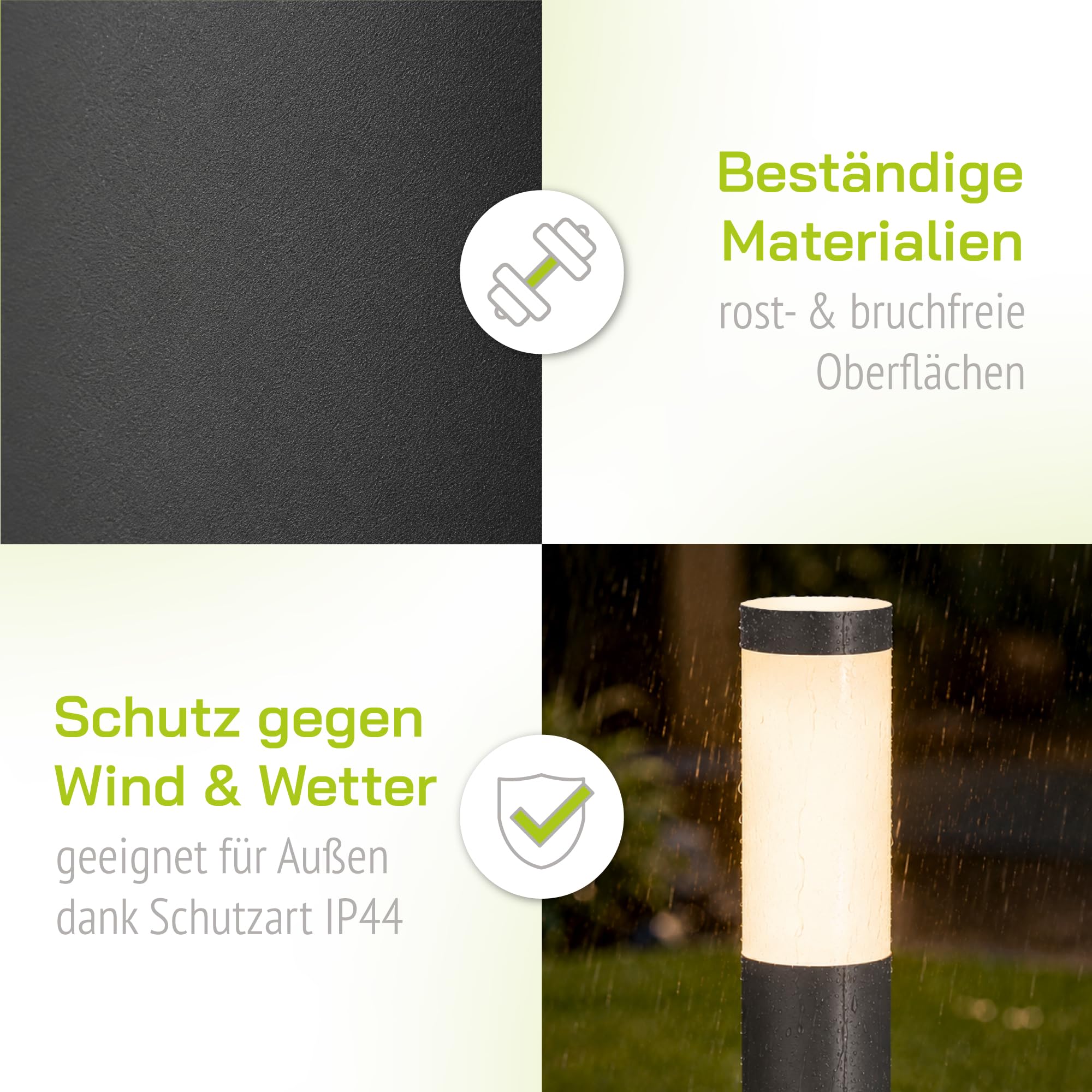 linovum 2x BOSEA-B Wegeleuchte mit Bewegungsmelder anthrazit - Standleuchte für E27 Pollerleuchte 50cm Gartenlampe IP44 Dämmerungssensor