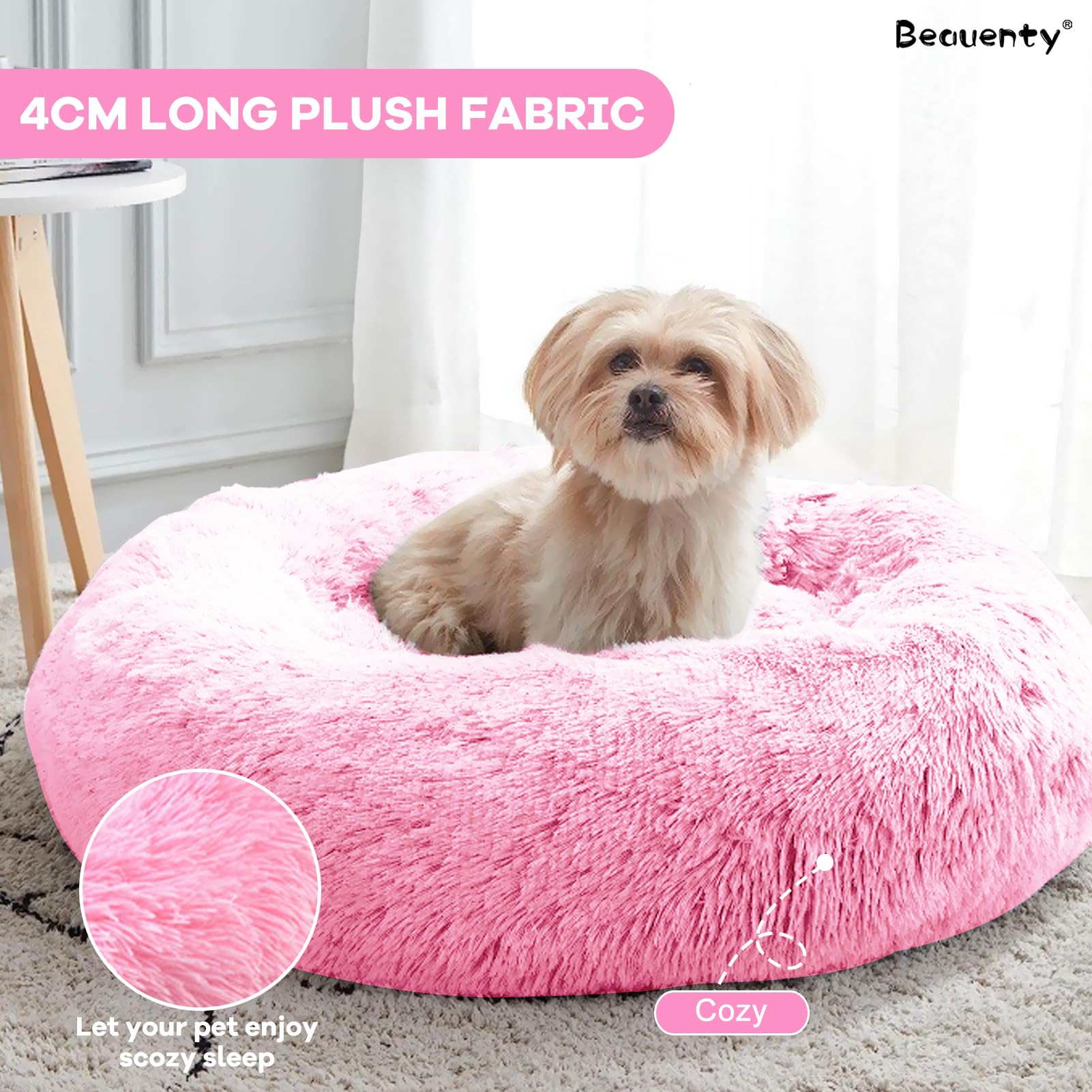 بيونتي سرير قطط دائري من القطيفة، سرير كلب صغير فائق النعومة، عش للقطط مع قاعدة غير قابلة للانزلاق، سرير نوم للحيوانات الاليفة ذاتي الدفء، عش للحيوانات الاليفة للقطط والكلاب والقطط الصغيرة والجراء