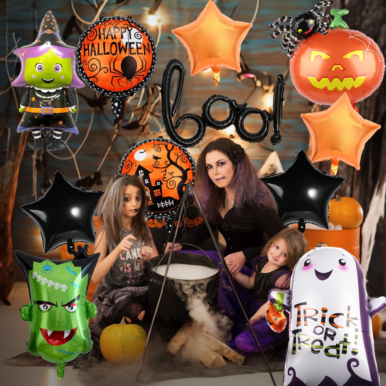 10 Pcs Halloween Boo Foil Balloons Set - Image 4