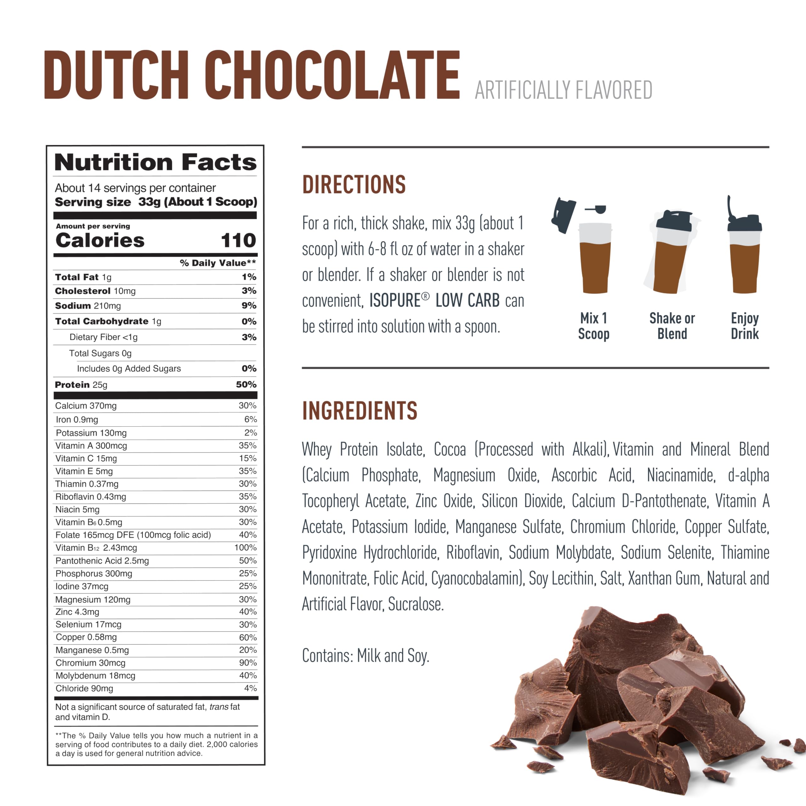 Isopure Low Carb Whey Isolate Protein Powder, Dutch Chocolate 1 LB — Amazon image 9