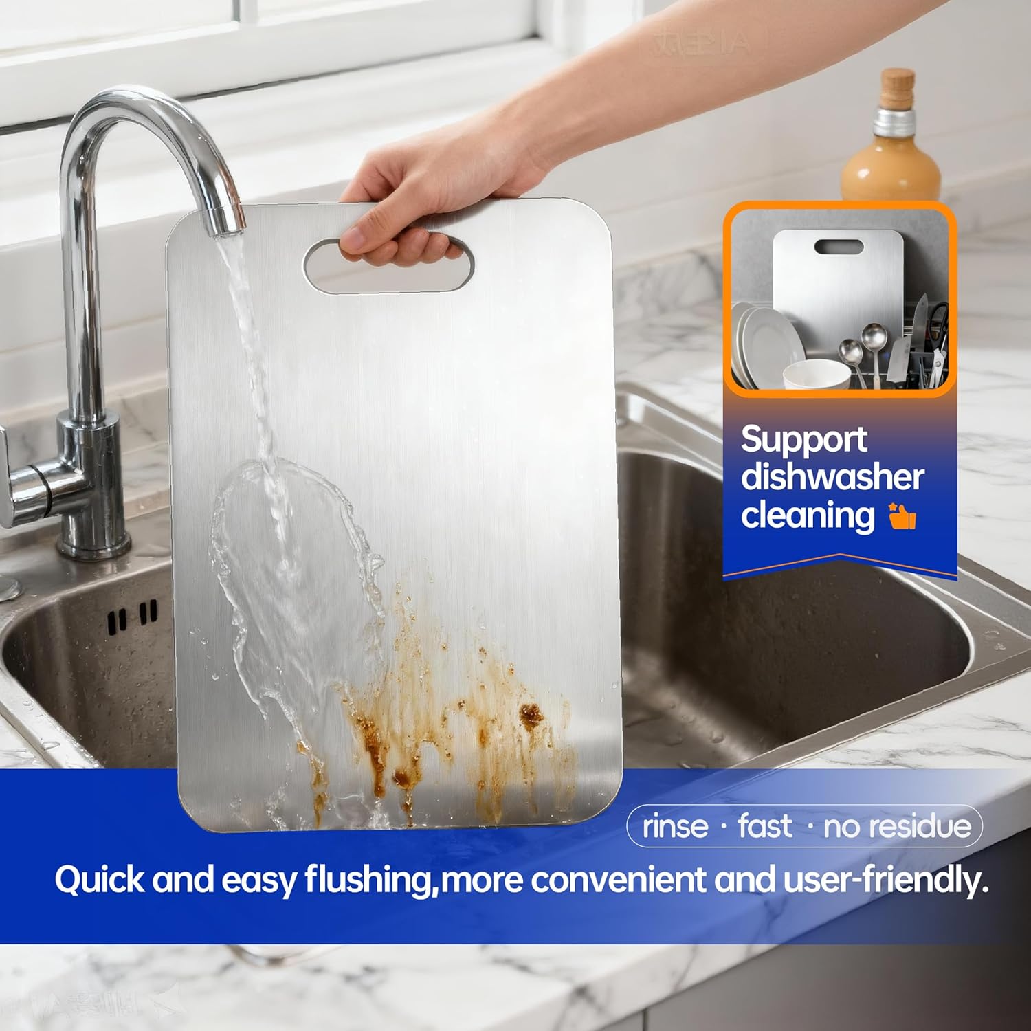 Titanium Cutting Board Set of 3, Titanium Cutting Boards for Kitchen, Cutting boards non toxic, Food-Grade Double-Sided Cutting Board for Raw and Cooked Food Separation, Dishwasher Safe (S+M+L) - Image 5