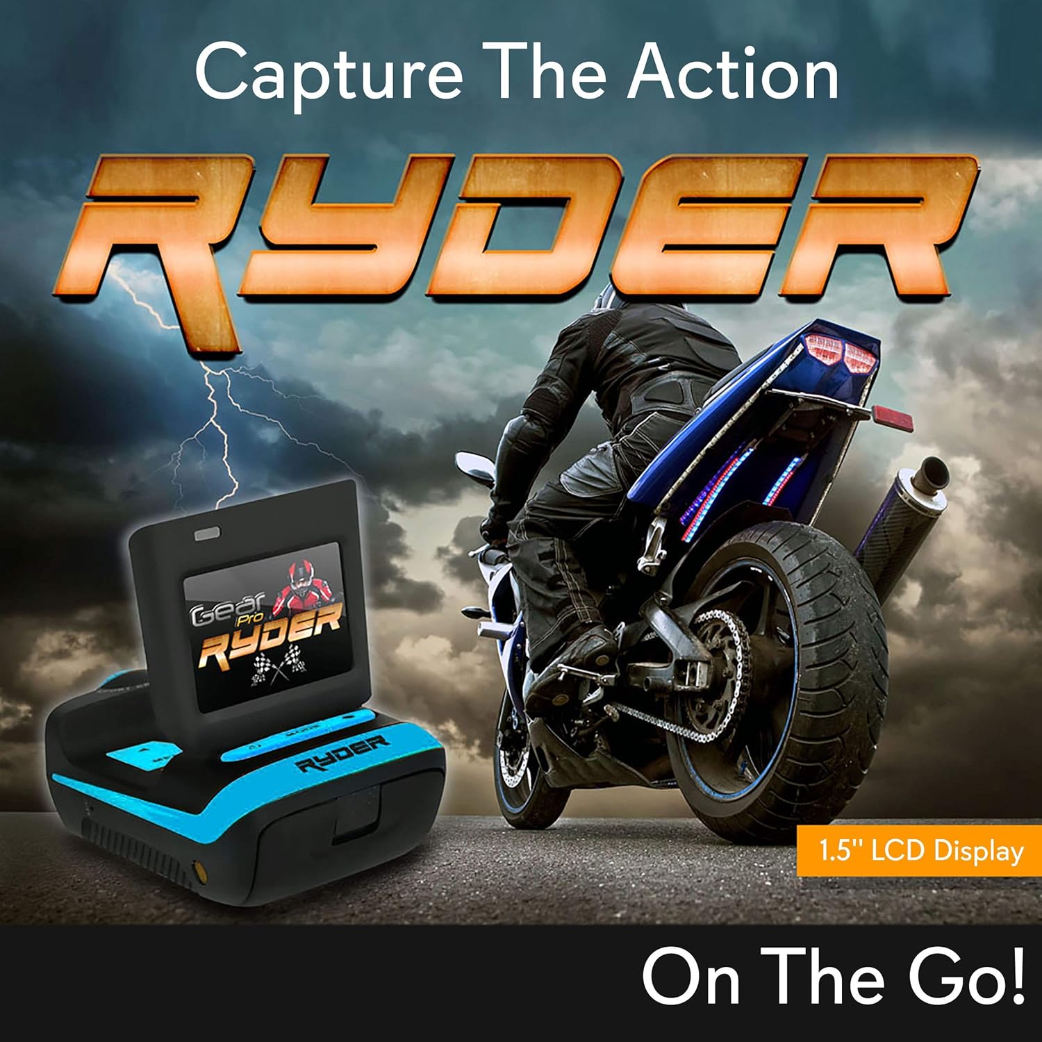 Sound Around Ryder Sports HD Action Camera-1080P Mini Camcorder 16MP Anti Shaking Cam 1.5"Screen USB SD Card HDMI Battery-Waterproof Case USB Cable Remote Handlebar Helmet Mount-GearPro GDV785BL(Blue)