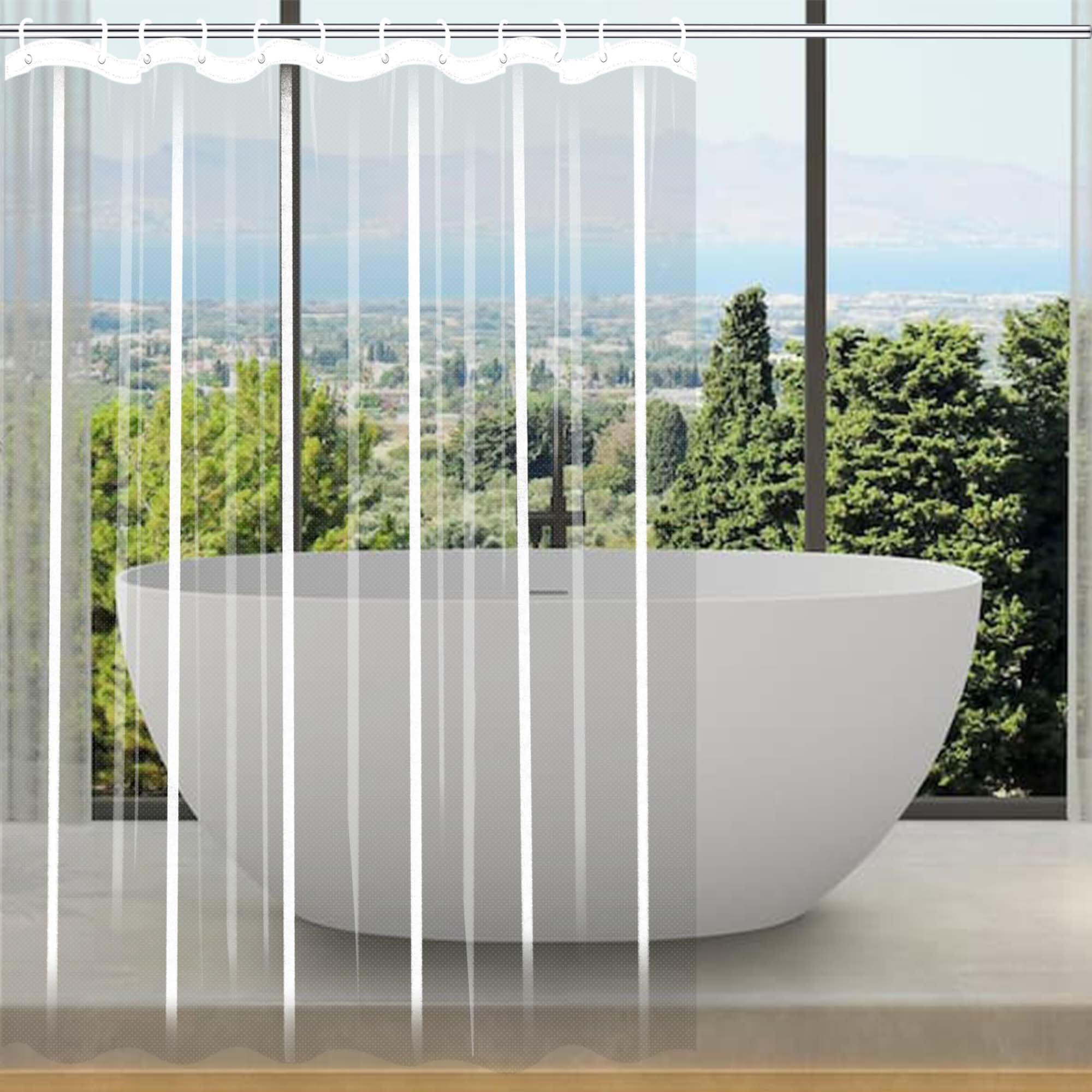 Rideau de douche 230x190 cm transparent anti-moisissure imperméable pour baignoire grand format