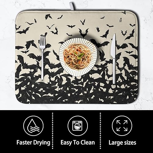 Vista 52 de Tapete de secado de platos con hojas de palma tropicales para encimera de cocina, 18 x 24 pulgadas, tapete de secado de cocina Monstera verde