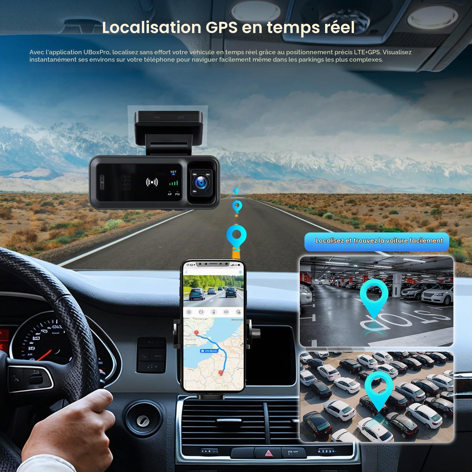 Inefala Caméra de Sécurité 4G LTE Antivol pour Voiture