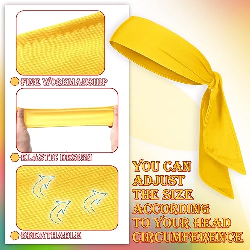 Miniatura 5 de Paquete de 12 diademas para hombres y mujeres, diademas de karate Ninja para niños, bandas elásticas ajustables, bandas elásticas para el sudor,