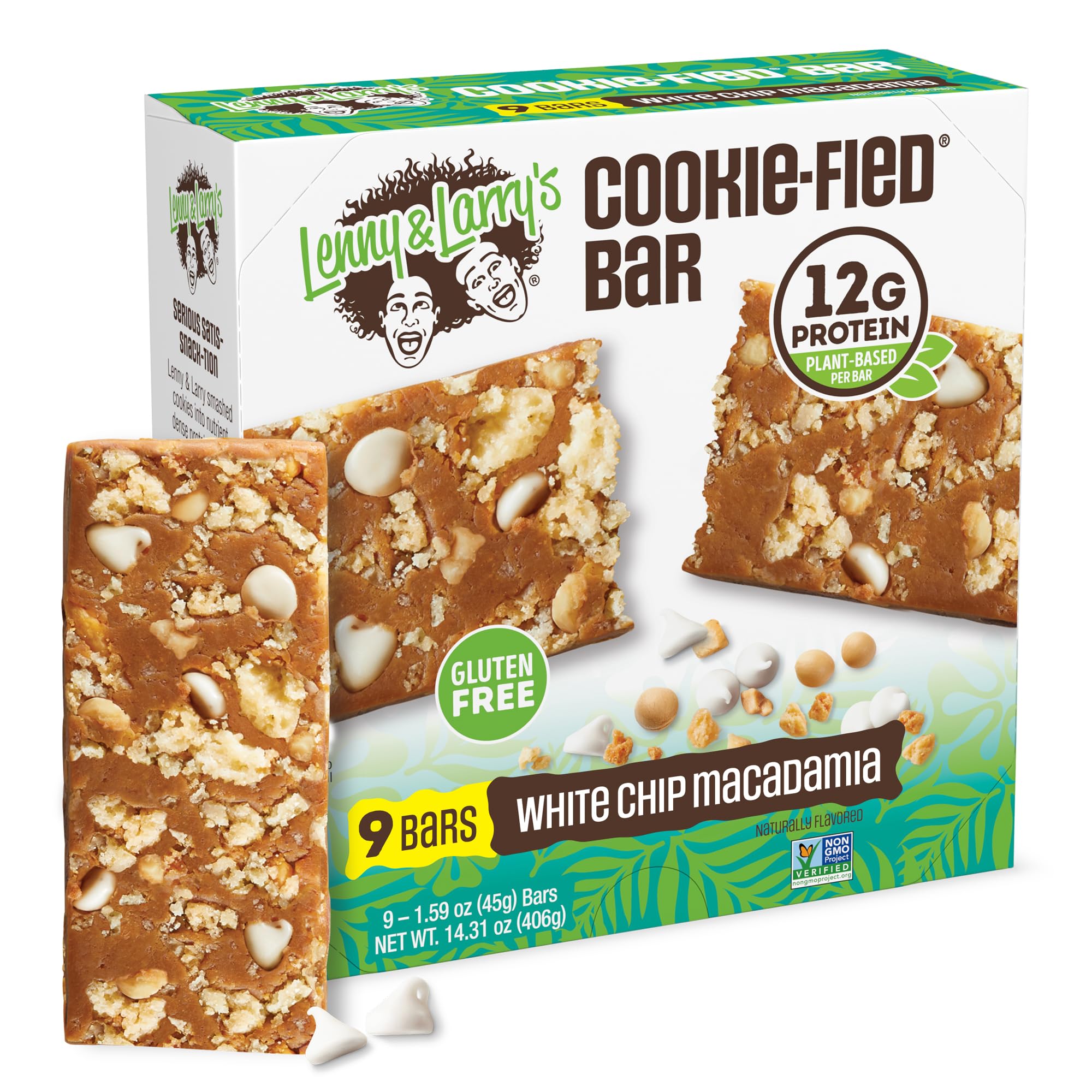 Sponsored Ad - Lenny & Larry's Cookie-fied Protein Bar – White Chip Macadamia Vegan Protein Bars 9x45g – Healthy Snacks with 12g Plant Protein & 5g Fiber – Gluten free Power Bar, Keto Friendly, Non-GMO & Vegan