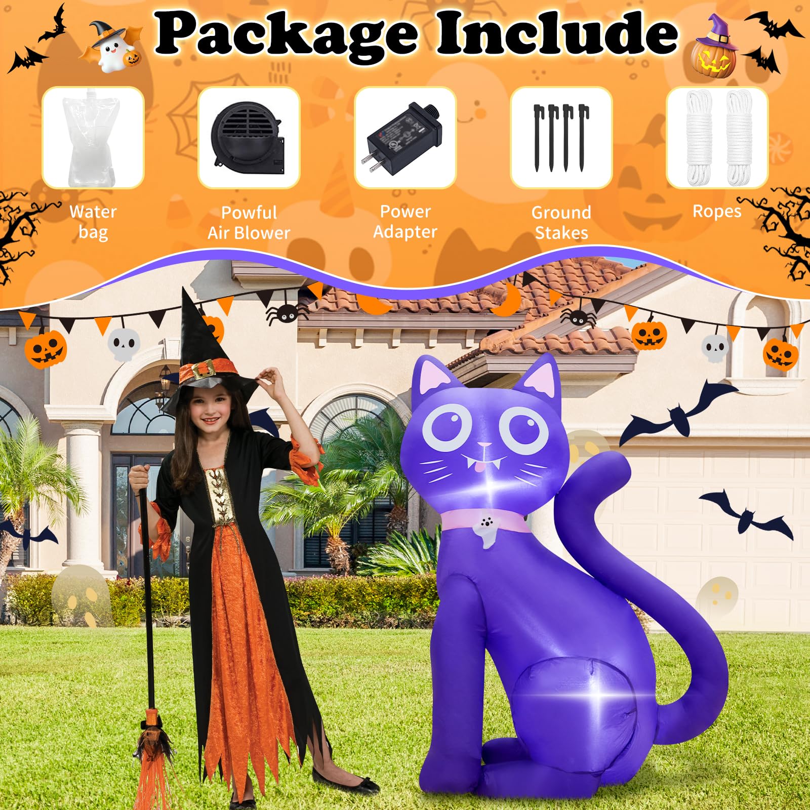 Lustige Geisterhafte Katzen Nacht Leuchtende Figuren Decors Set Von 3