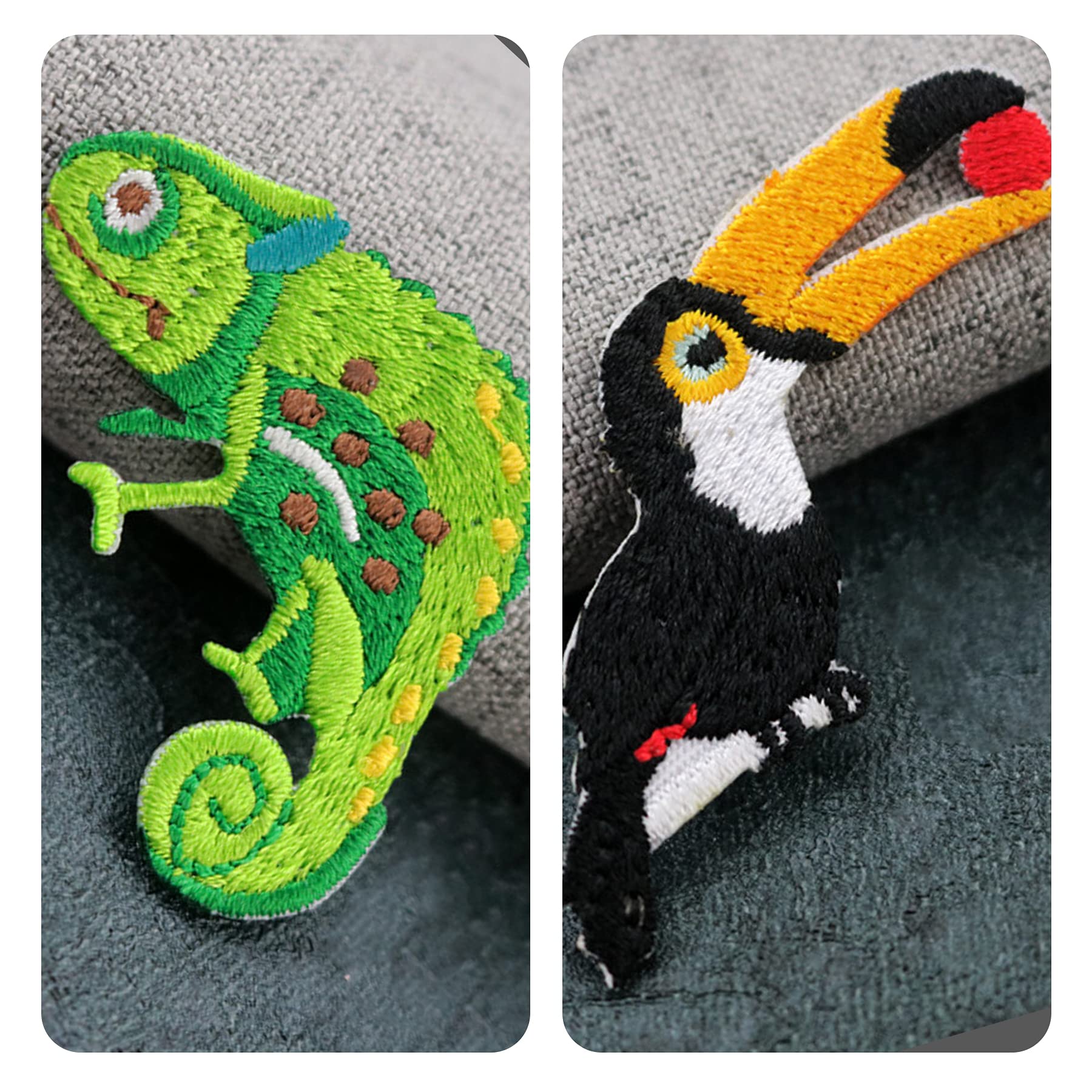 Lot De 4 Patchs Brodés Animaux Tropicaux JOCXZI - Thermocollants Pour Vêtements Et Sacs