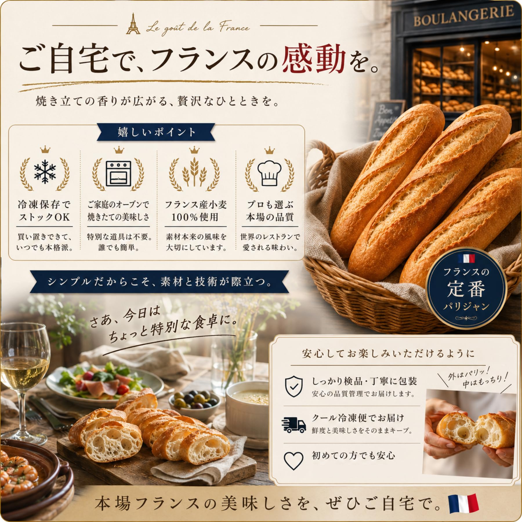 Amazon | フランス産 冷凍 バゲット 140g×7本 デミパリジャン｜石窯