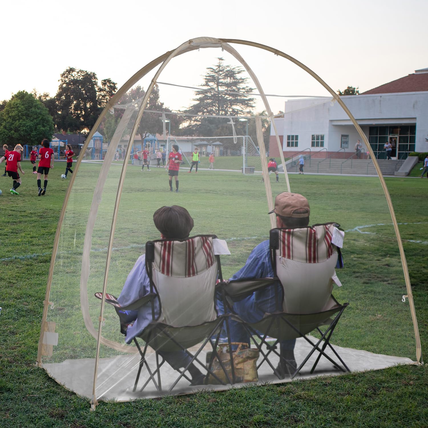 Sports Tent 7'X4'X6.5'H, Instantly Pop-up Shelter Providing Protection from Cold, Wind, Rain, 540° Panoramic Clean Bubble Tent for Sports Events, Camping, Fishing, Cheering, Parades