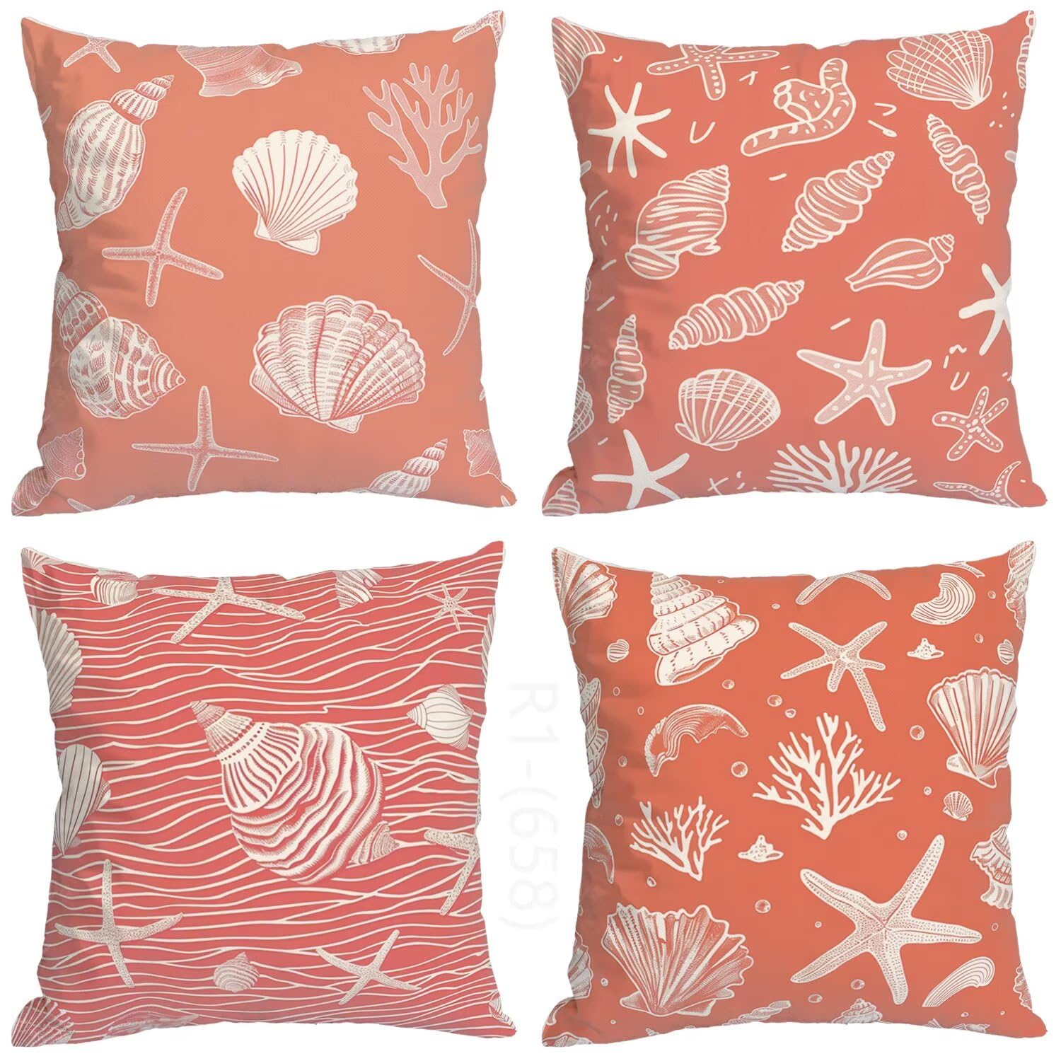 Cuscini Divano Conchiglia Federe Cuscino Divano 50x50 Copricuscini Federe 4 Pack Corallo Cuscini Decorativi, con Cerniera Invisibile Fodere Cuscino per Soggiorno Camera Letto Decorazioni Casa H2-658