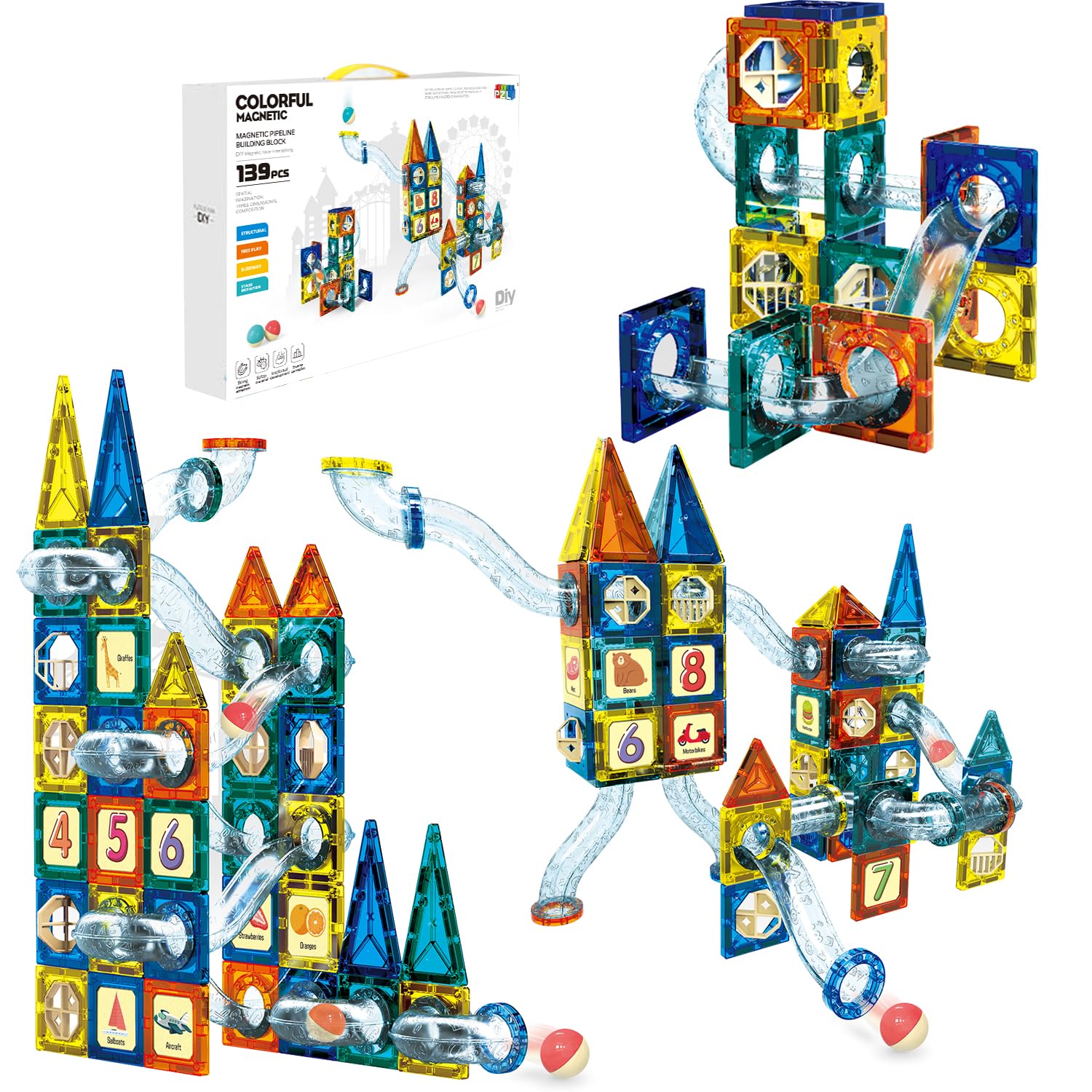 MCSWSEE Juguetes Magnéticos, Azulejos Magnéticos Juguetes para Niños, Mini Bloques Magnéticos, Juguetes STEM para Niños y Niñas de Más de 3 Años Aprendiendo Jugando Juegos para Niños Pequeños (139PCS)