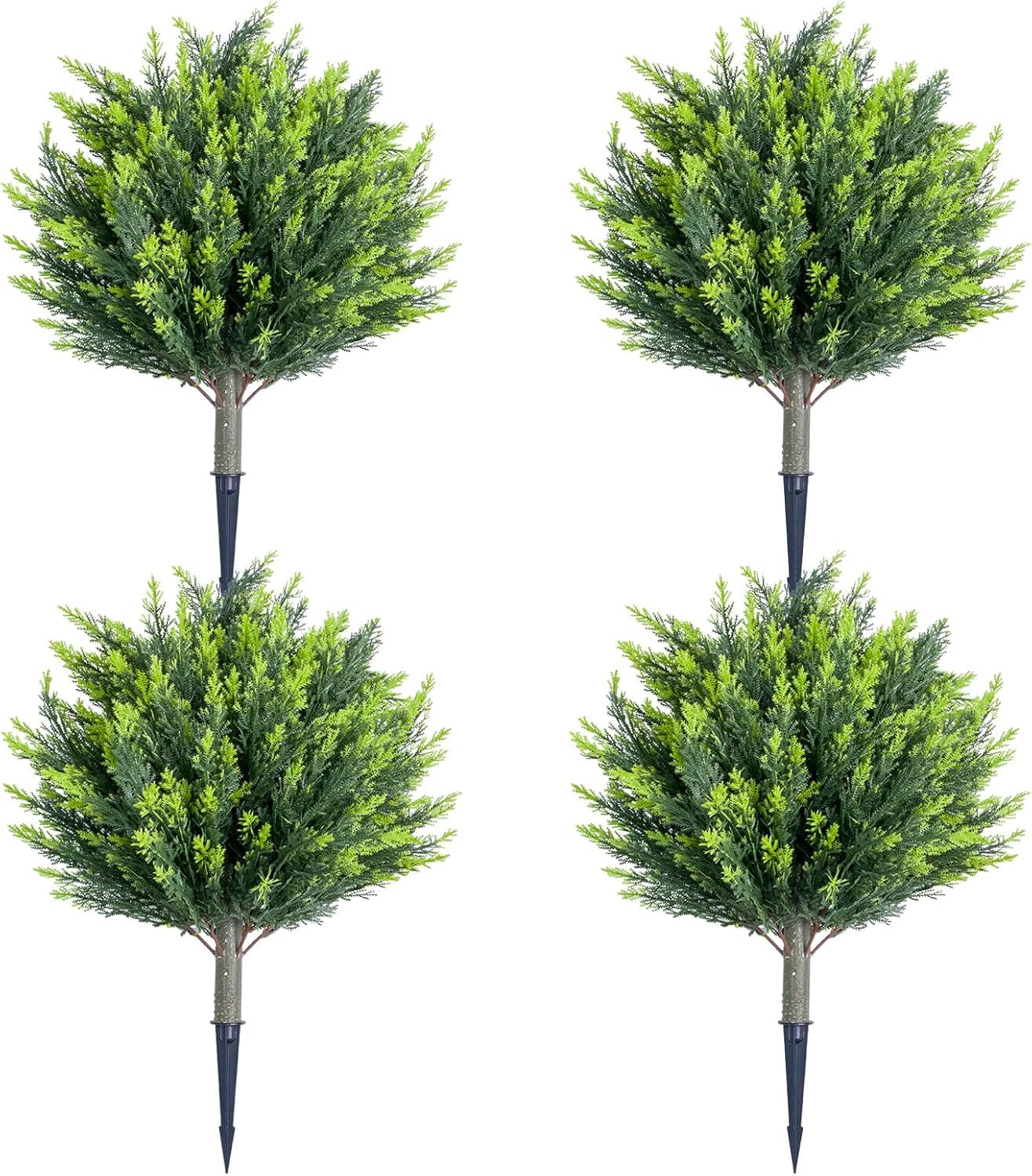 Artificial Cedar Topiary Trees Set – Faux Eucalyptus & Cedar with Spikes