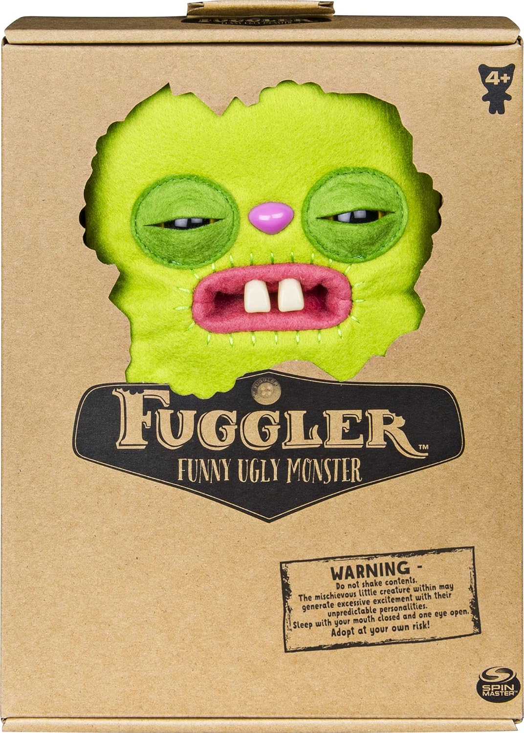Fugglers – Funny Ugly Monster, 9” Rabid Rabbit (Green) Plush Creature with Teeth, for Ages 4 and Up