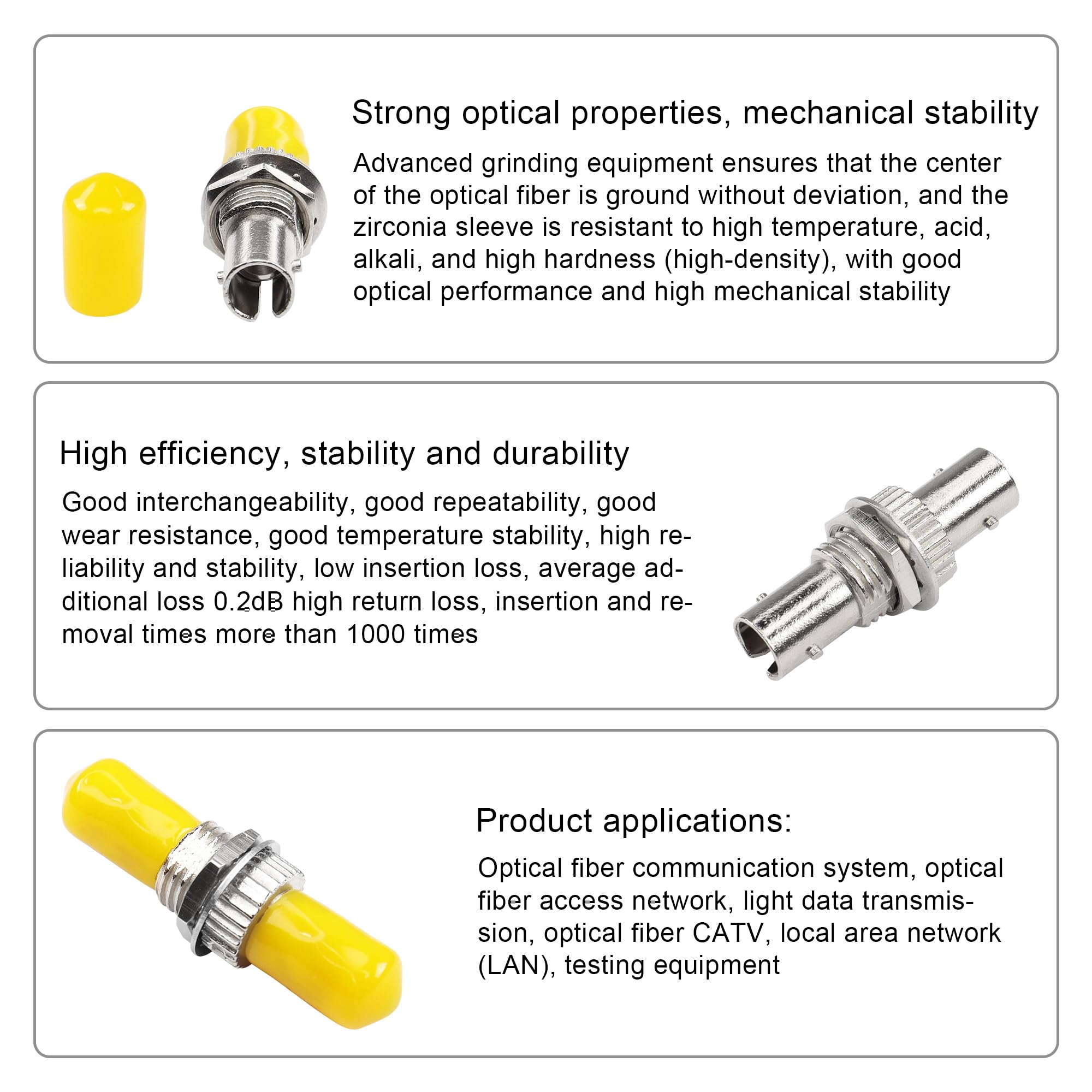 GINTOOYUN ST Glasfaser Adapter - 10 Stück Singlemode Kuppler Gelb
