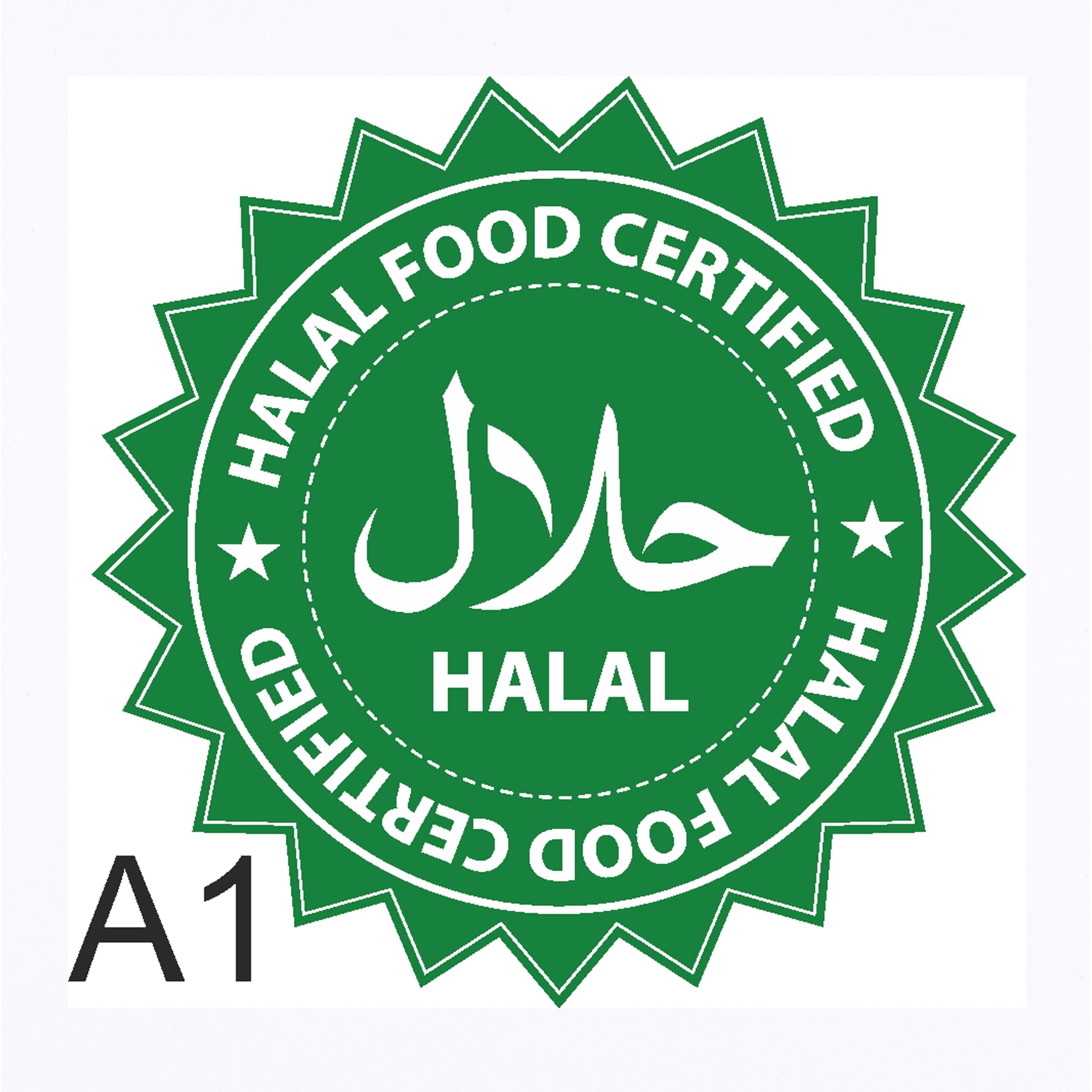 1X Halal Sign, Halal Shop Sign Vinyl Sticker Shop Window Decal, Halal Symbol, Halal Sign, Takeaway Window Cafe Shop Restaurant Sticker Sign Decal (120MM X 120MM)