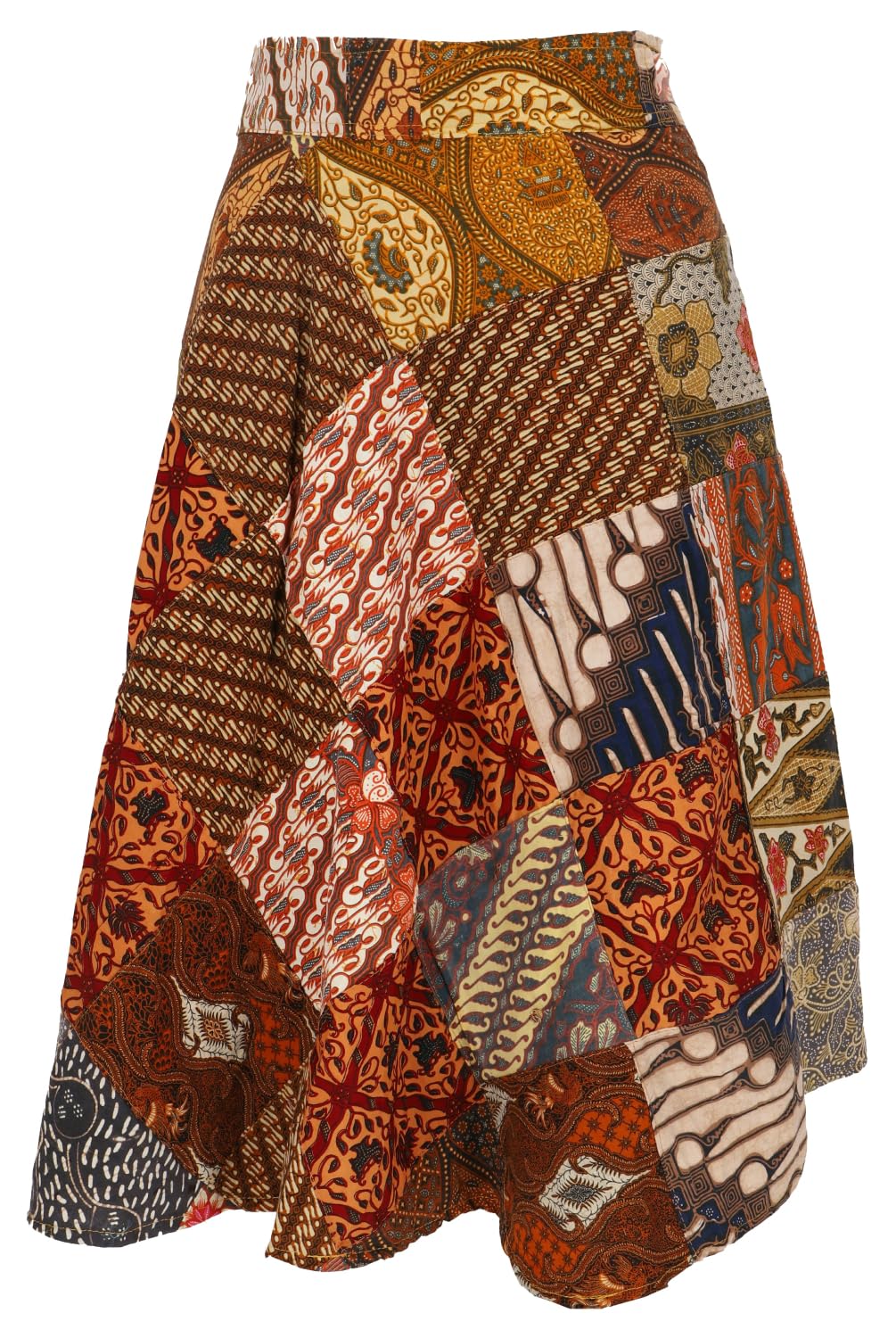 Weit schwingender upcycling Patchwork Wickelrock, Maxirock, rosa/rot | Baumwolle, luftiger Schnitt, flexible Passform, nachhaltiges Design, vielseitig kombinierbar, ideal für Sommer