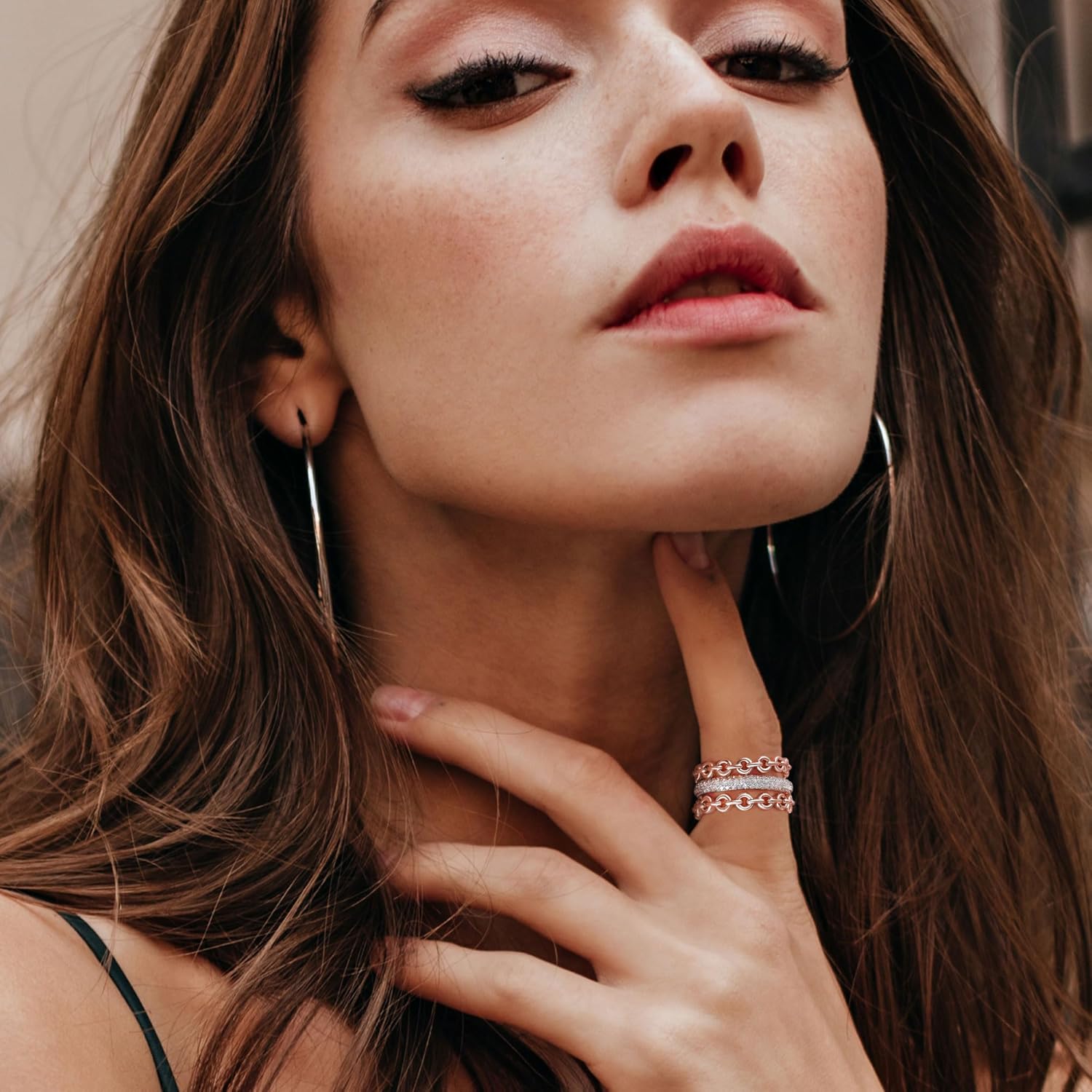 ANGELLIS 14K Gold Interlocked Stackable Rings for Women, Interlocking Stacking Cubic Zirconia Rings, Mixed Metal Ring Set for Gifts Trendy Jewelry - Image 5