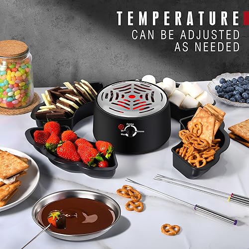Miniatura 2 de Máquina eléctrica S'mores 2 en 1 y olla para fondue, kit de mesa para interiores con 4 tenedores para asar, 4 bandejas desmontables y 1 calentador