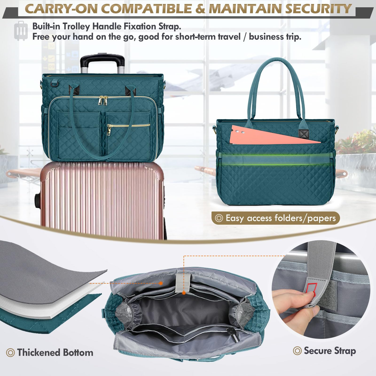 RAINSMORE Lehrertasche 17.3 Zoll Laptoptasche Damen Aktentasche mit Isolierter Tasche Arbeitstasche Damen für Krankenschwestern, Lehrer, Universität, Business