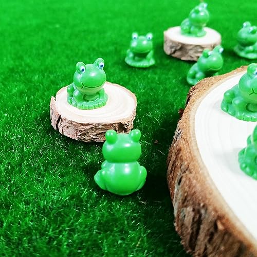 Miniatura 4 de NIBERDA Paquete de 200 mini ranas de resina, pequeñas ranas pequeñas de plástico en miniatura verdes a granel para ocultar para decoración del día