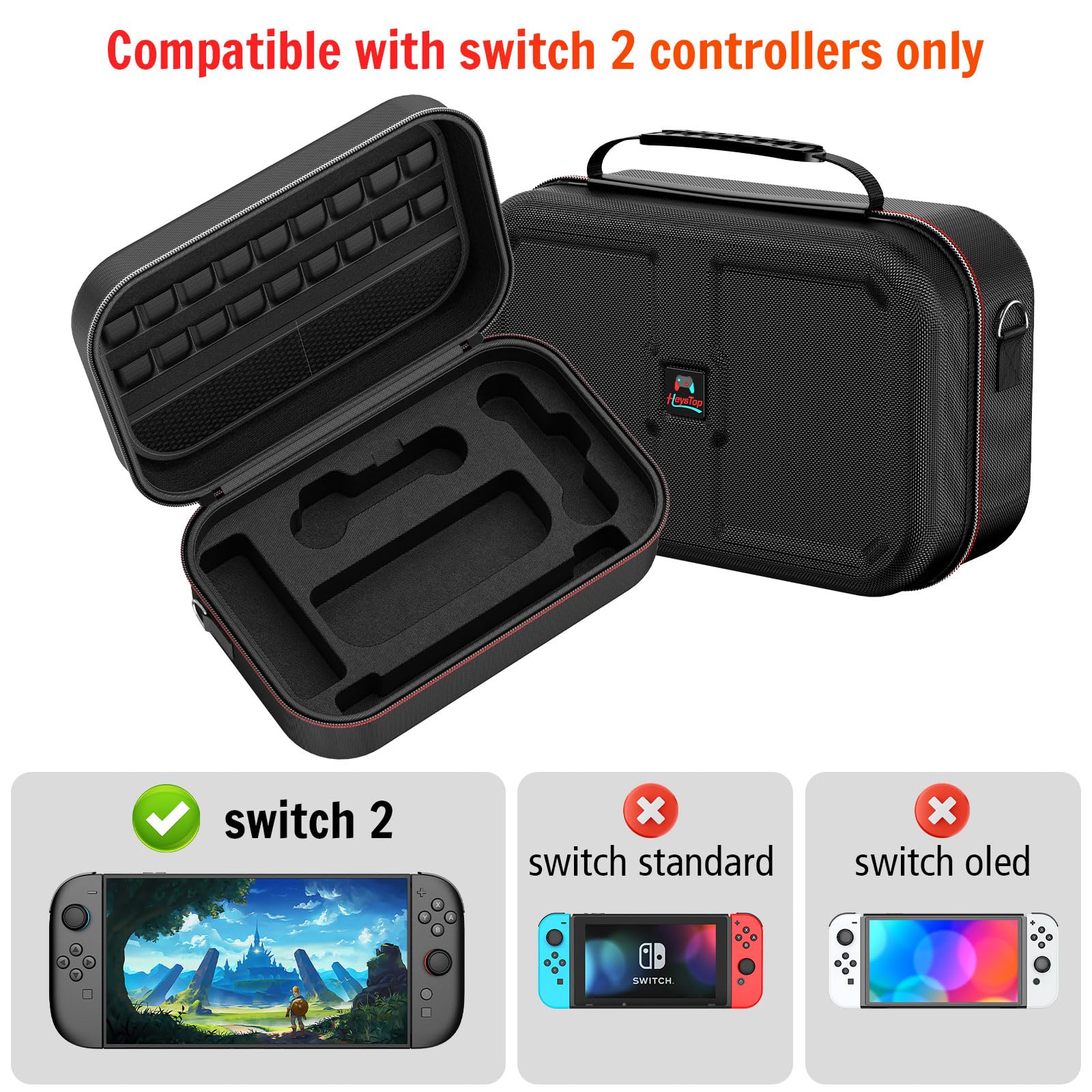 HEYSTOP Custodia per Nintendo Switch 2 Console, Custodia da Viaggio Protettiva di Grande Capacità con 12 Slot per Schede di Gioco per Nintendo Switch 2 Accessori 2025 Ultimo Modello