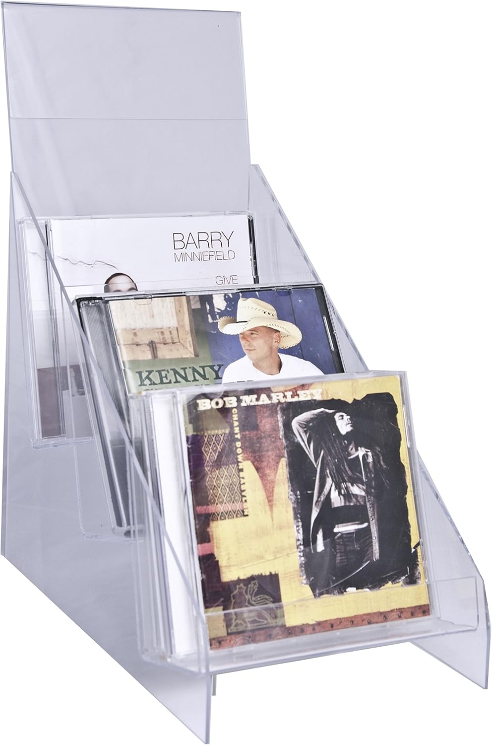 Clear-Ad - CD-01 - Vertical Plastic Desktop CD Display Rack - Standing Countertop Acrylic One Tier Compact Disk Holder (Pack of 2)