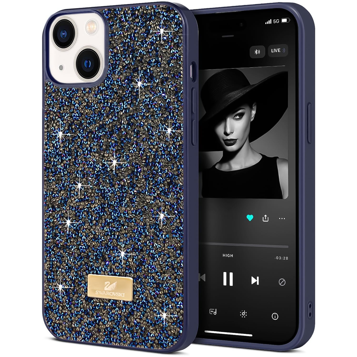 Dl3 Mobilak Case For iPhone 15 (6.1 Inch) Case Glitter, Sparkle Diamond Crystal Bling Case with Bling, Ultra Thin Lightweight Full Body Shockproof Anti-Scratch Protective Cover