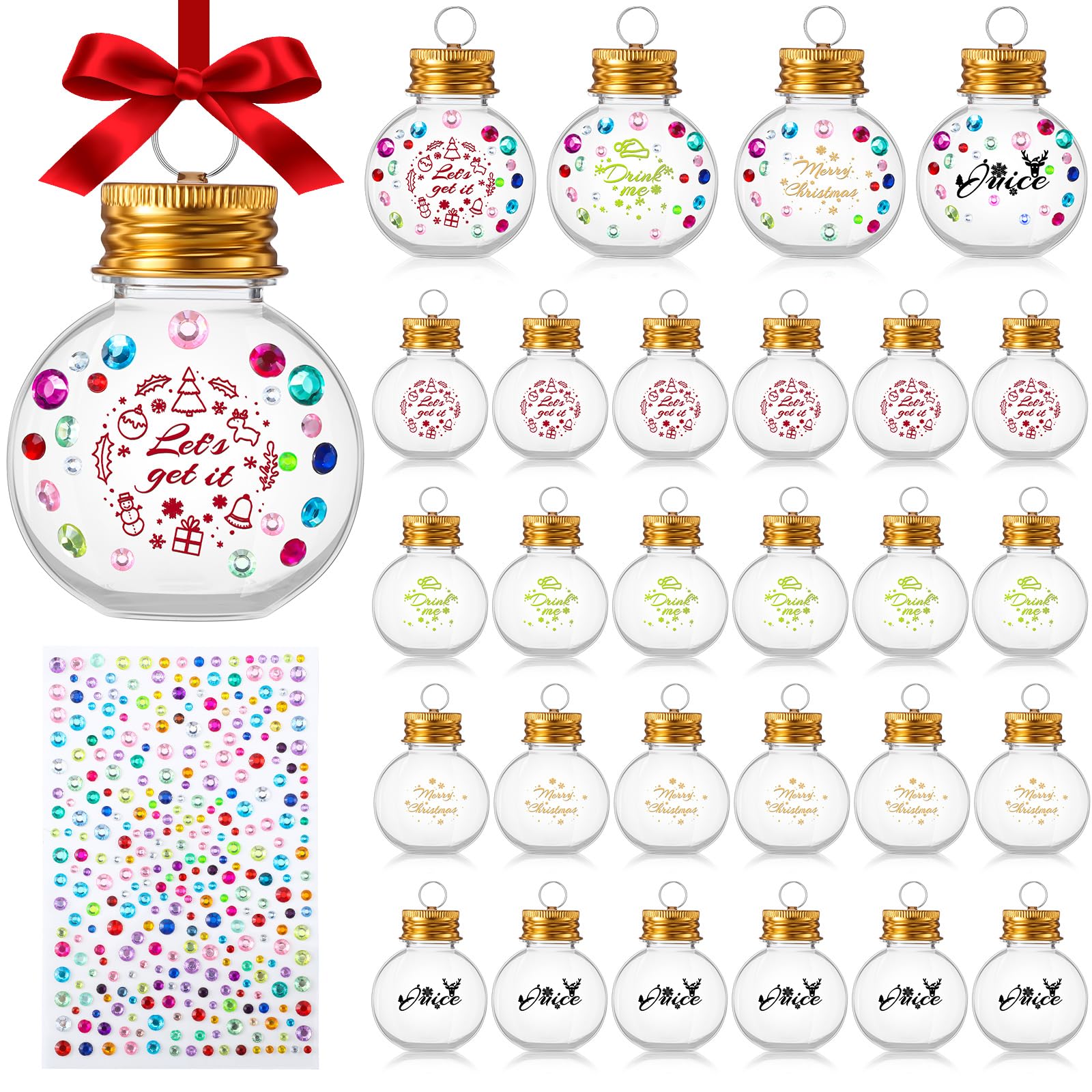 Décorations de Noël transparentes avec strass pour loisirs créatifs et bonbons