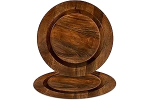 Walnut Wood Charger Plate - Ideal for Dinnerware and Home Decor - Set of 2