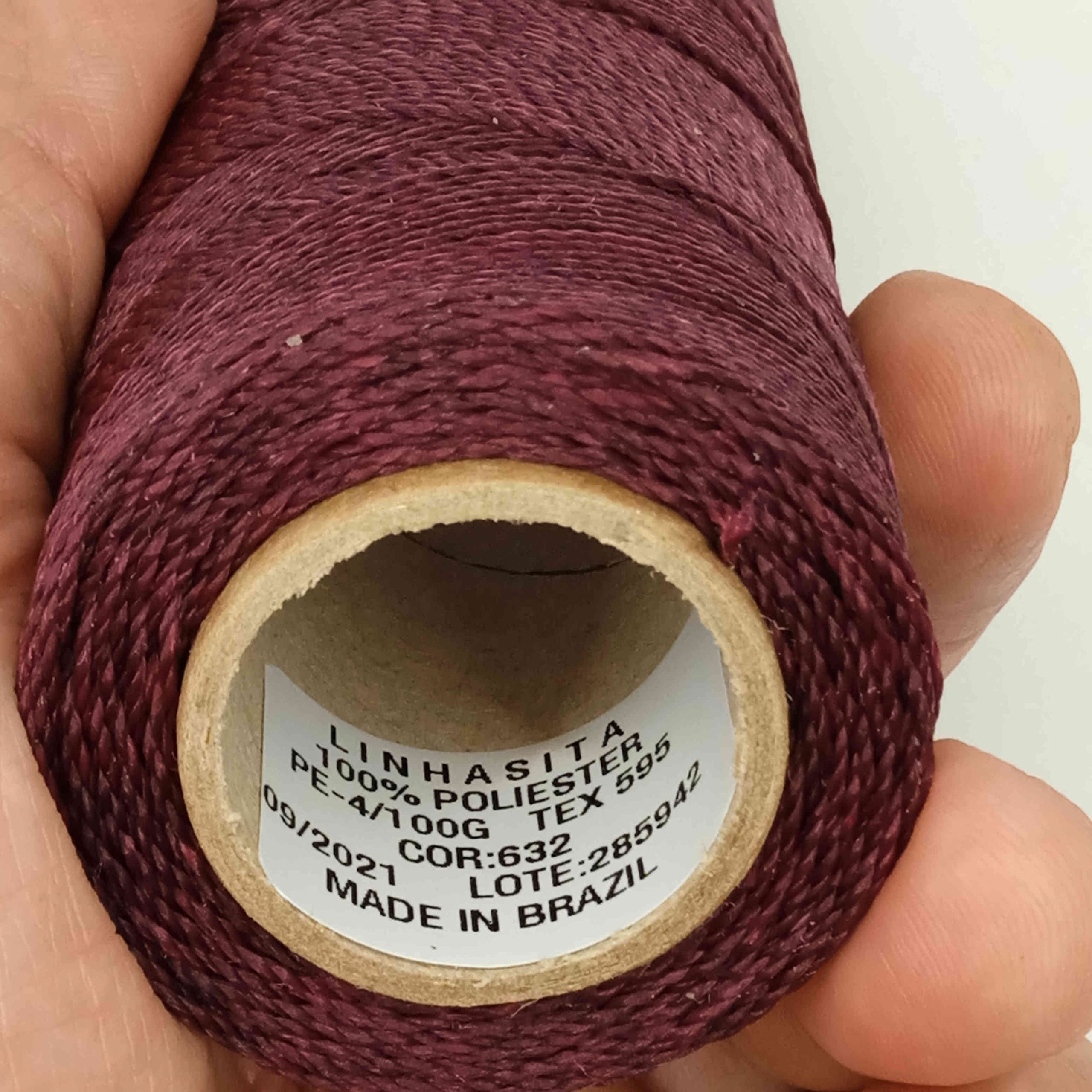 Linhasita Waxed Thread 100 g / 170 m Polyester 1 mm Thick Macrame, 30 Colours Garnet-Wine, Garnet Wine, 170 metros / 100 gr - Image 4