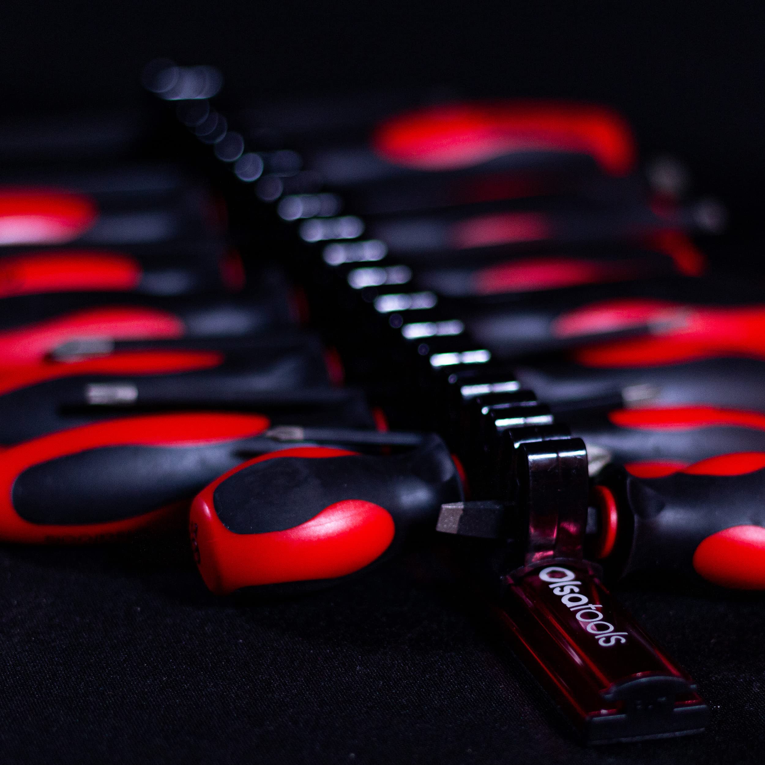 Olsa Tools Organizer magnetico per cacciaviti, di qualità professionale, adatto fino a 16 cacciaviti, rosso