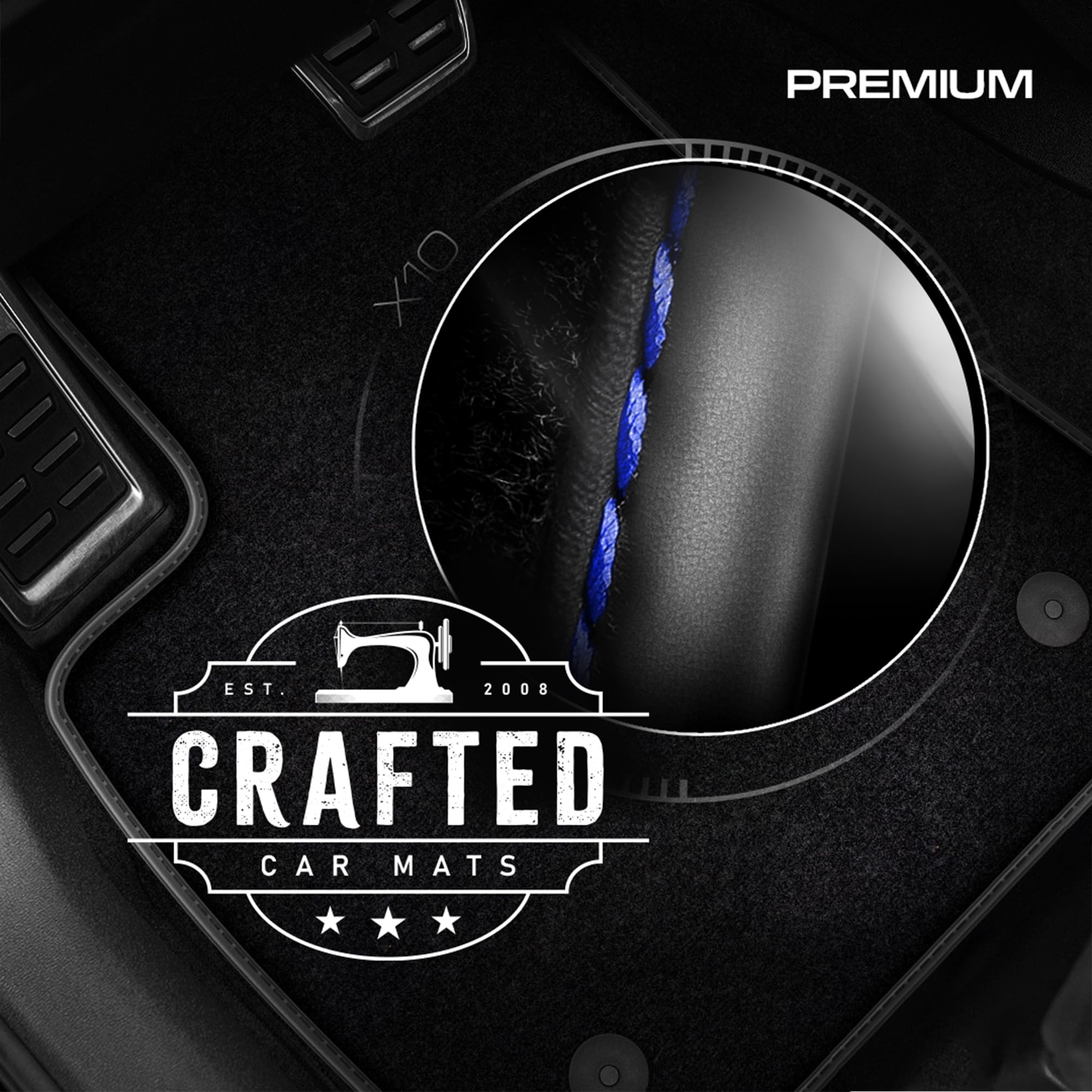 M MOTOS Dywaniki welurowe Premium kompatybilne z Chrysler Pacifica od 2017 - Premium, Skórzane, Niebieski - Poznaj nowy komfort jazdy dzięki zestawowi welurowych dywaników podłogowych do Twojego samoc