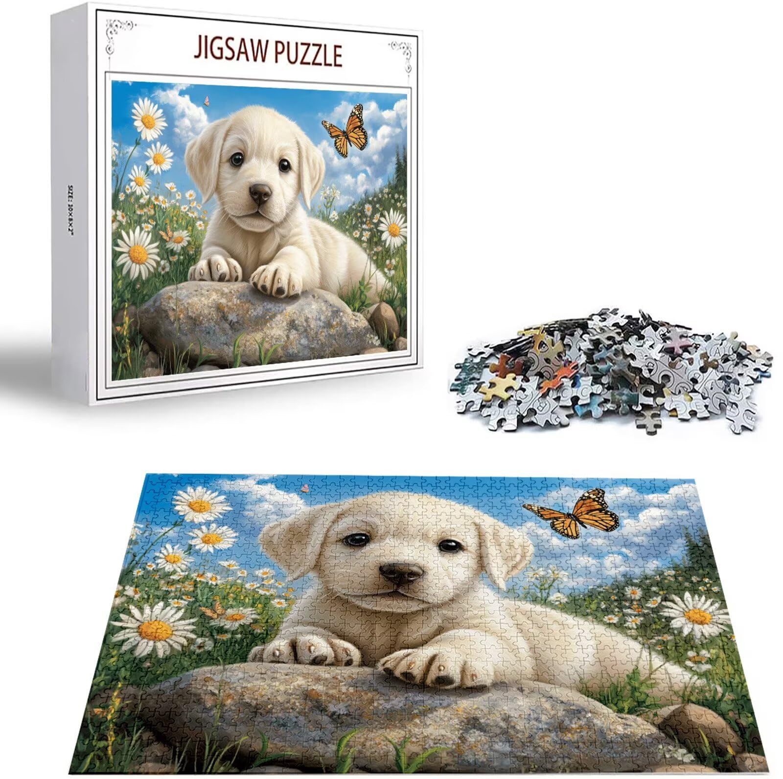 Puzzle 5000 Pezzi, 3 4 5 Anni Puzzle Farfalla 6 7 8 Anni Giochi Educativi Sostenibili Con Motivi Per Adulti Da Gioco in Legno Di Alta Qualità Jigsaw Golden Retriever per Gioco Familiare, Regalo H-17