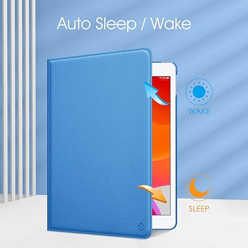Vista 209 de Fintie - Funda giratoria para iPad de 9ª generación / 8ª generación / 7ª generación, de 10.2 pulgadas, funda giratoria en 360 grados, funda Azul