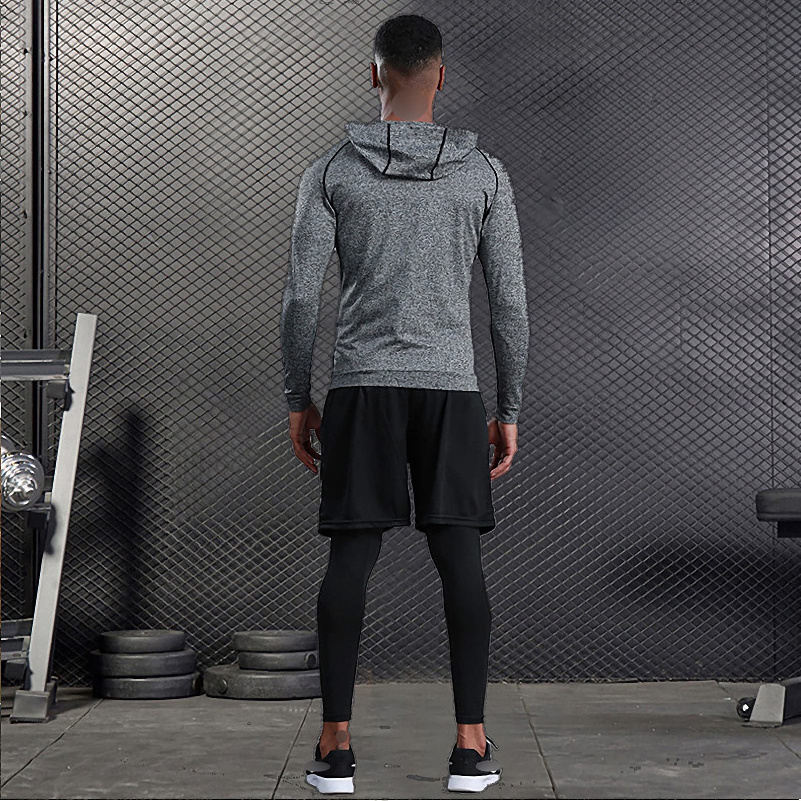 7-częściowy męski zestaw odzieży fitness, szybkoschnące legginsy na siłownię, outdoorowa warstwa bazowa odzież sportowa, styl 7, L