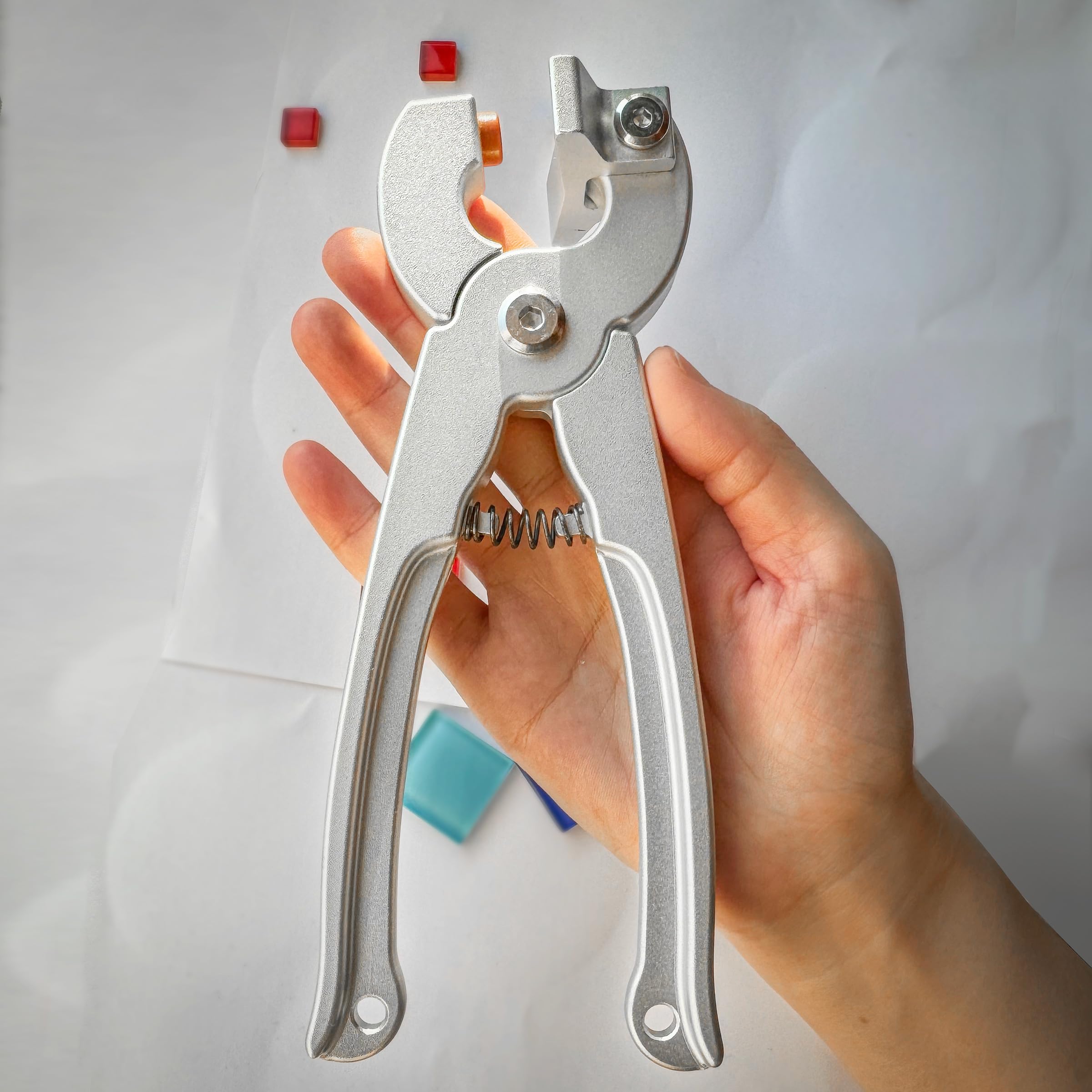 youkzuan Mosaic Glass Nipper Pliers,Aluminum Alloy,Ergonomic,for Cutting Mosaics,Opening Glass, Silver - Image 2