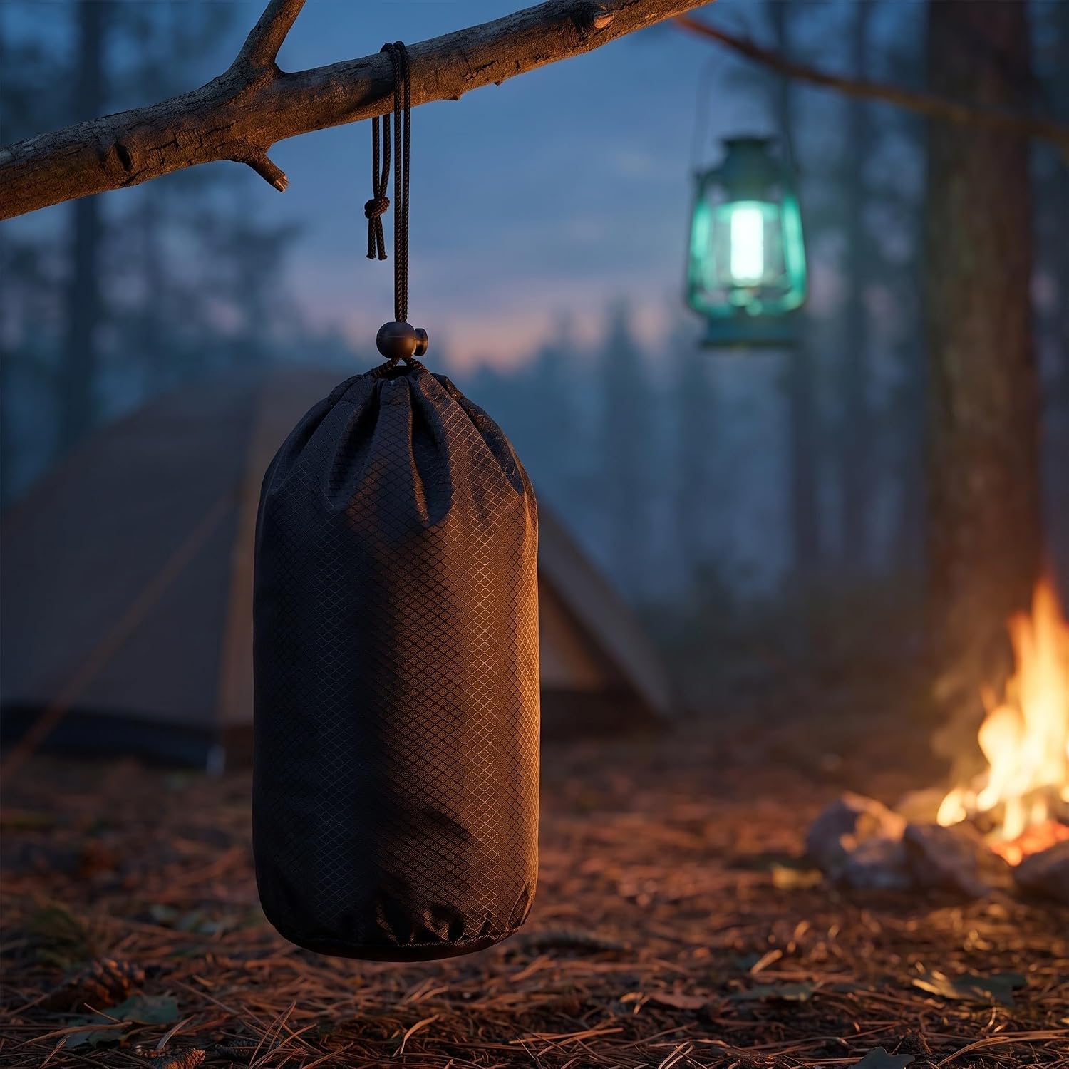 4pcs Lightweight Waterproof Drawstring Bag for Camping Gear and Coats, Black Oxford Cloth Small Stuff Sack Anti-Slip Texture, Round Bottom and Drawstring Closure, for Travel image 5