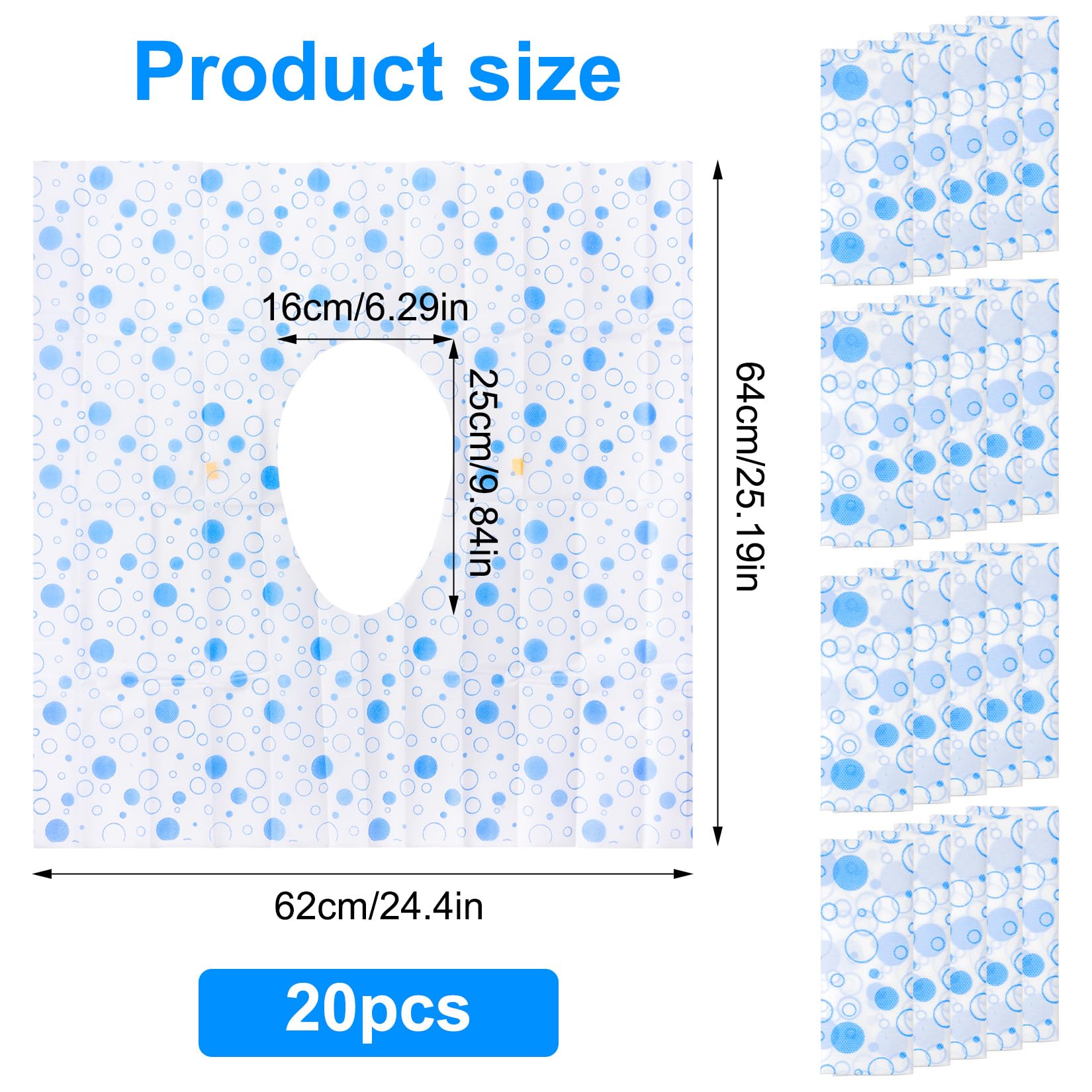 Copriwater Universali 620x640 mm WC Usa e Getta Monouso da Viaggio Pubblici Ospedali Uffici