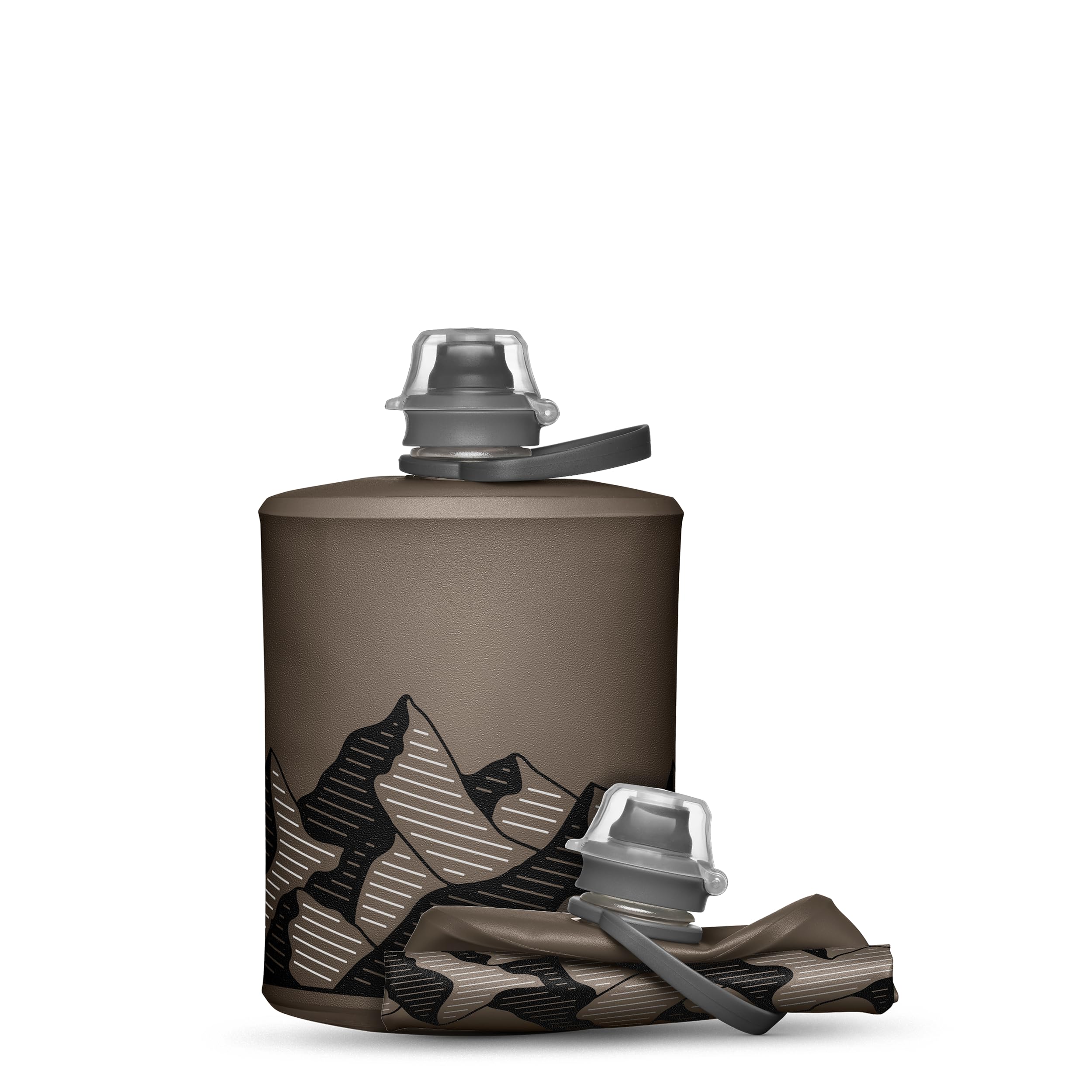 HydraPak Stow - Collapsible Backpacking Water Bottle (500ml) - BPA Free, Ultra Light, Spill-Proof Twist Cap - Mammoth Grey
