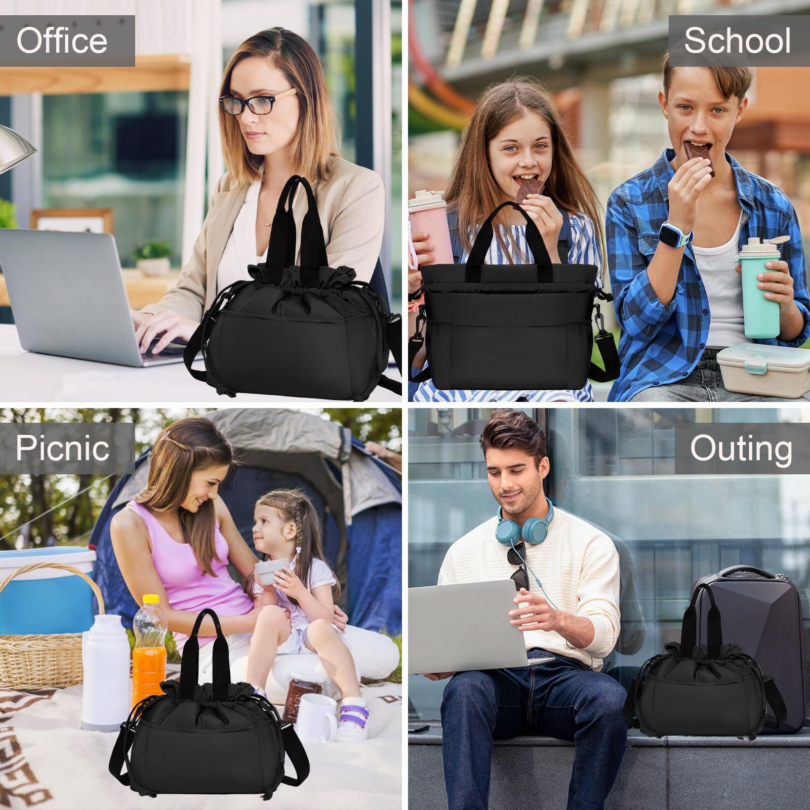 Bolsa Almuerzo Diseño Flor Puntada Famliihw Bolsa De Almuerzo Con Aislamiento Térmico Reutilizable Para Hombres Y Mujeres, Para Trabajo, Viajes, Picnic, Senderismo Bolsa Tela Algodón Lavable