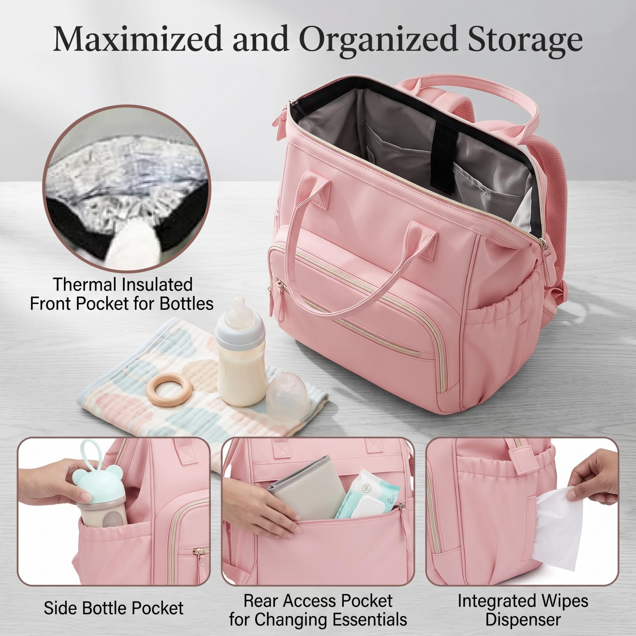 Sac à dos fourre-tout imperméable à l'eau de capacité pour maman