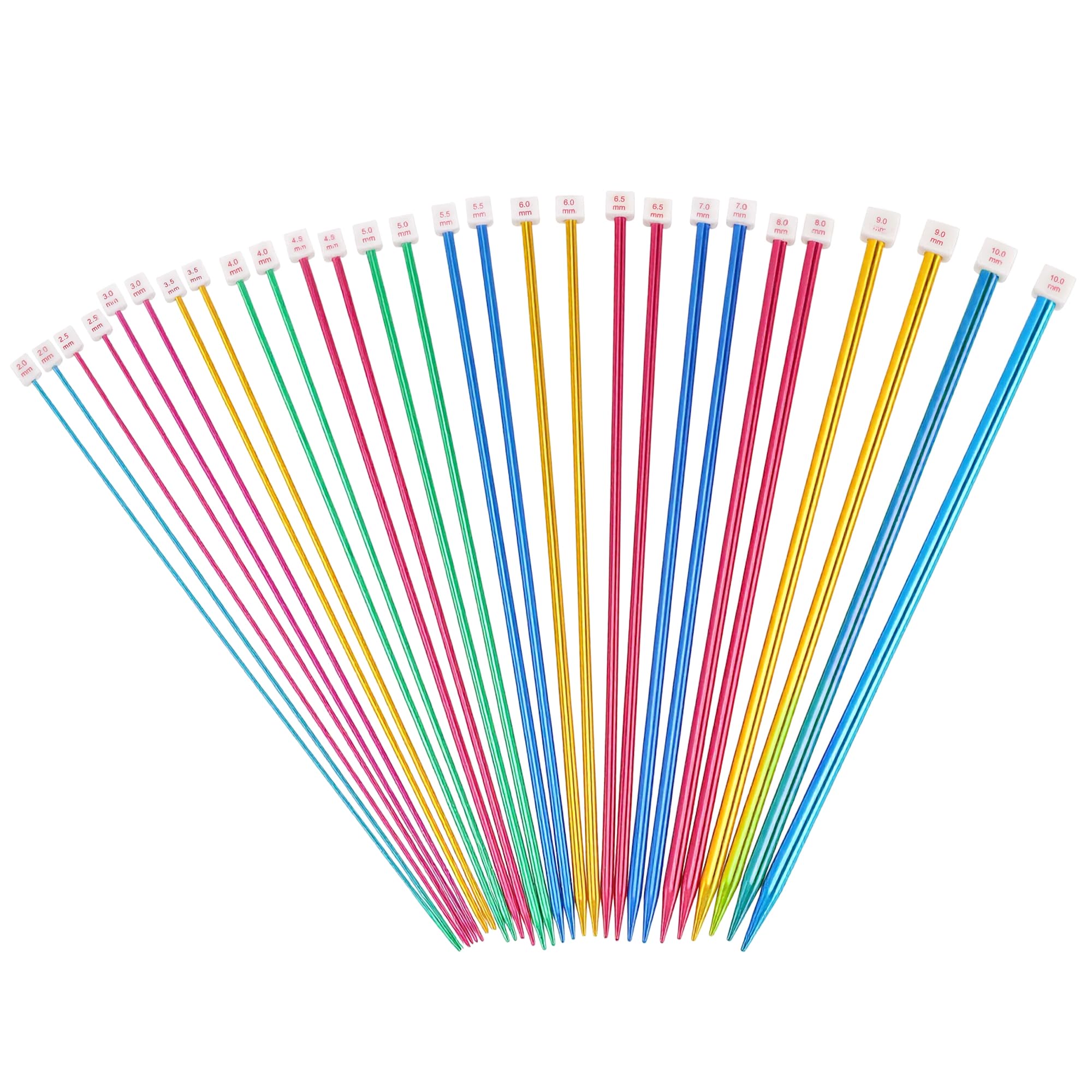 YIXNSW 28 delar sticknålar lång set, 34,5 cm längd 2–10 mm tjock aluminium, 14 storlekar stickade nålar set nålspel set stickade tillbehör för tröjor, halsdukar och stickade projekt