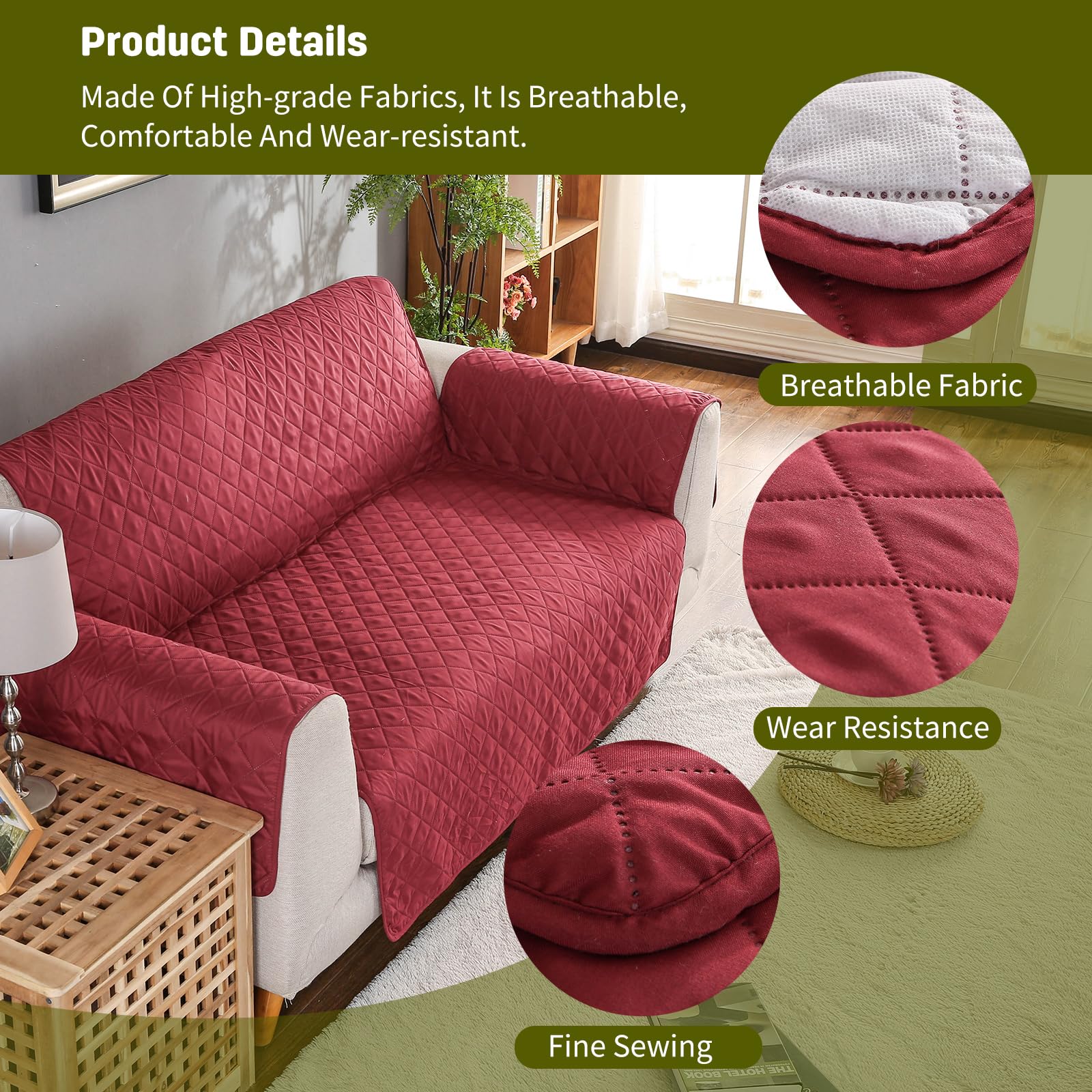 PETCUTE Fundas para sofá 3 Plazas Acolchadas Cubre Sofa Tres plazas Protector sofás para Perros Fundas Sofa