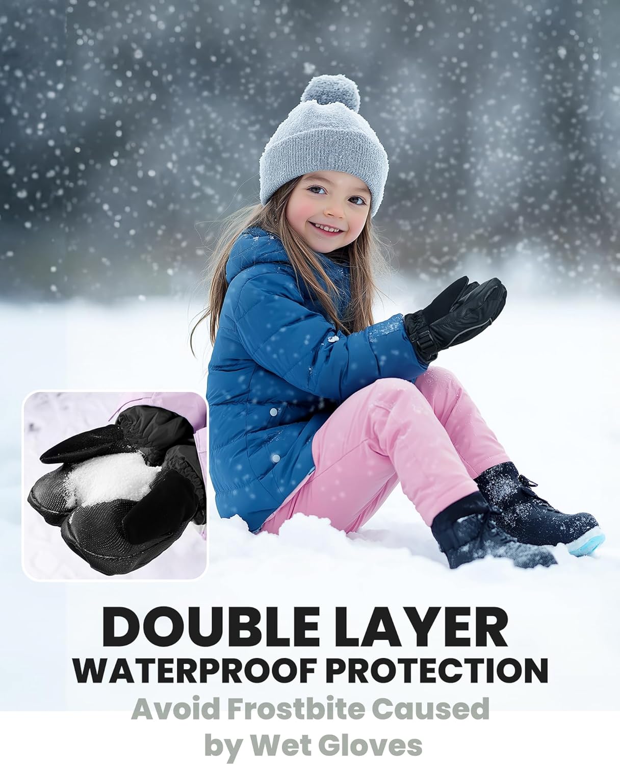 OutdoorMaster Kids Ski Mittens, Ski Winter Waterproof Thermal Snow Gloves for Boys & Girls, Skiing, Snowboard, Winter Sports - Image 3