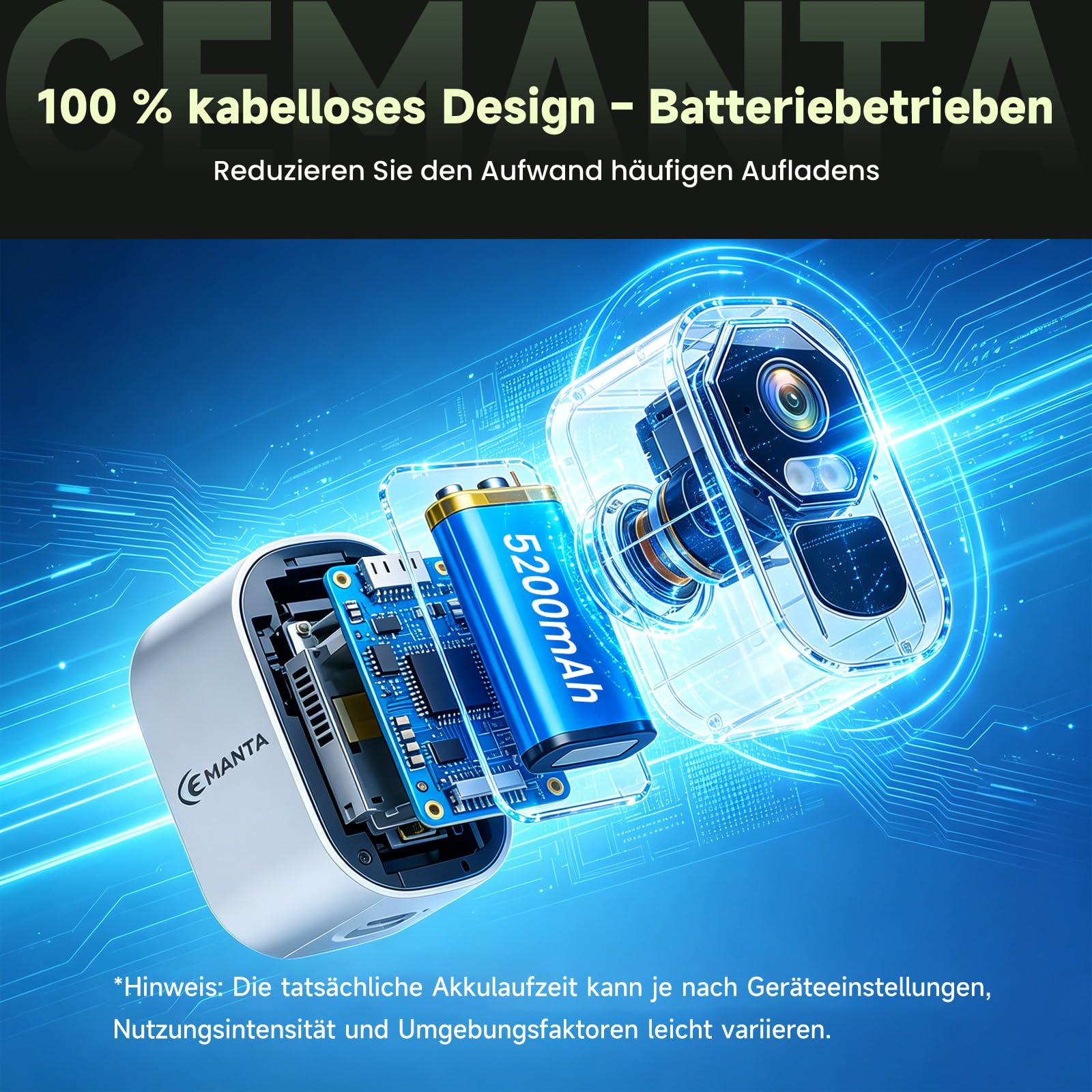 4MP Überwachungskamera Aussen Solar mit Akku 5GHz/2,4GHz WLAN