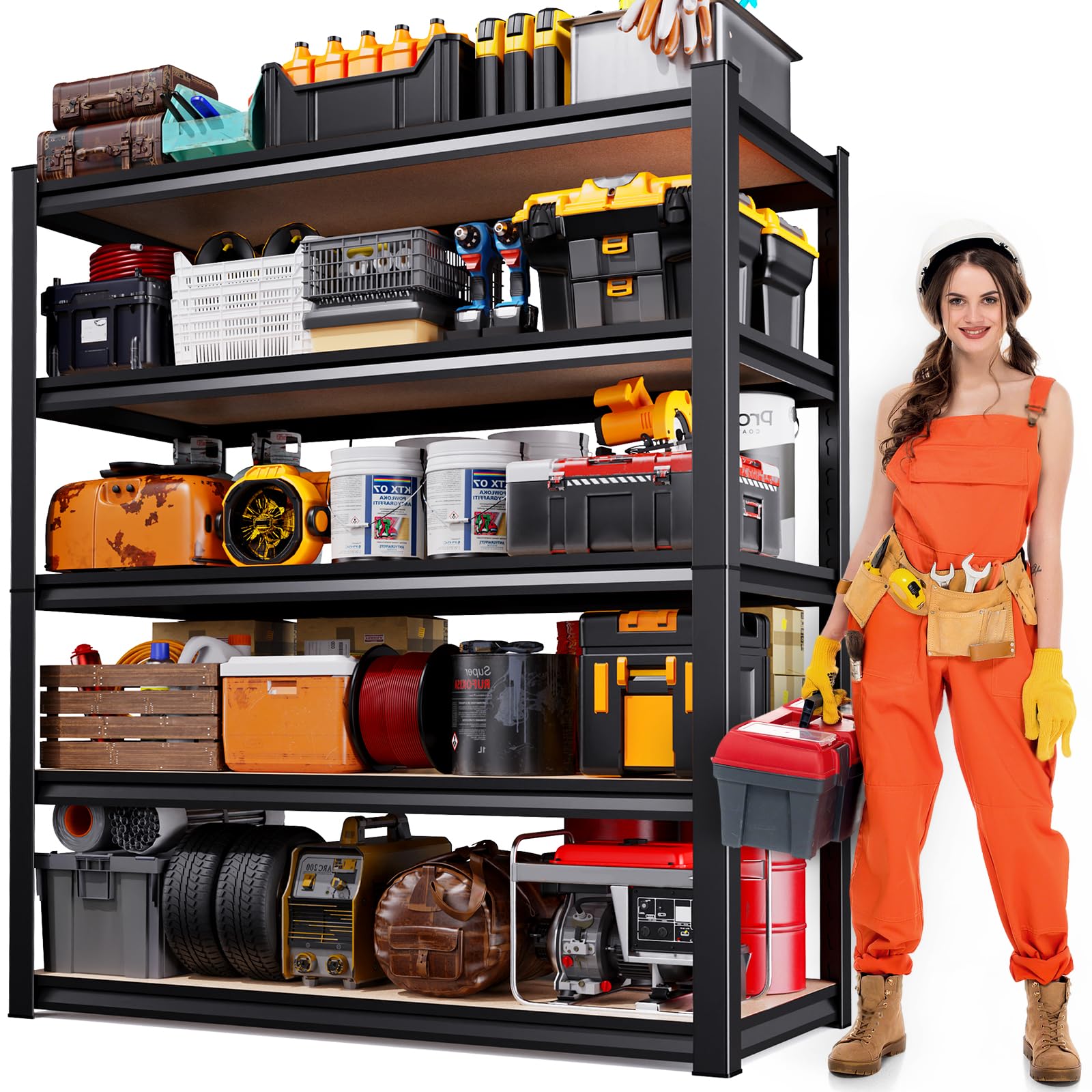 46" W Garage Shelving-2050 lbs 5 Tier Storage Shelves,Adjustable Heavy Duty Metal Shelving Unit and Storage Large Rack,Utility Steel Shelf for Warehouse Industrial Pantry Basement 71"x46"x18"