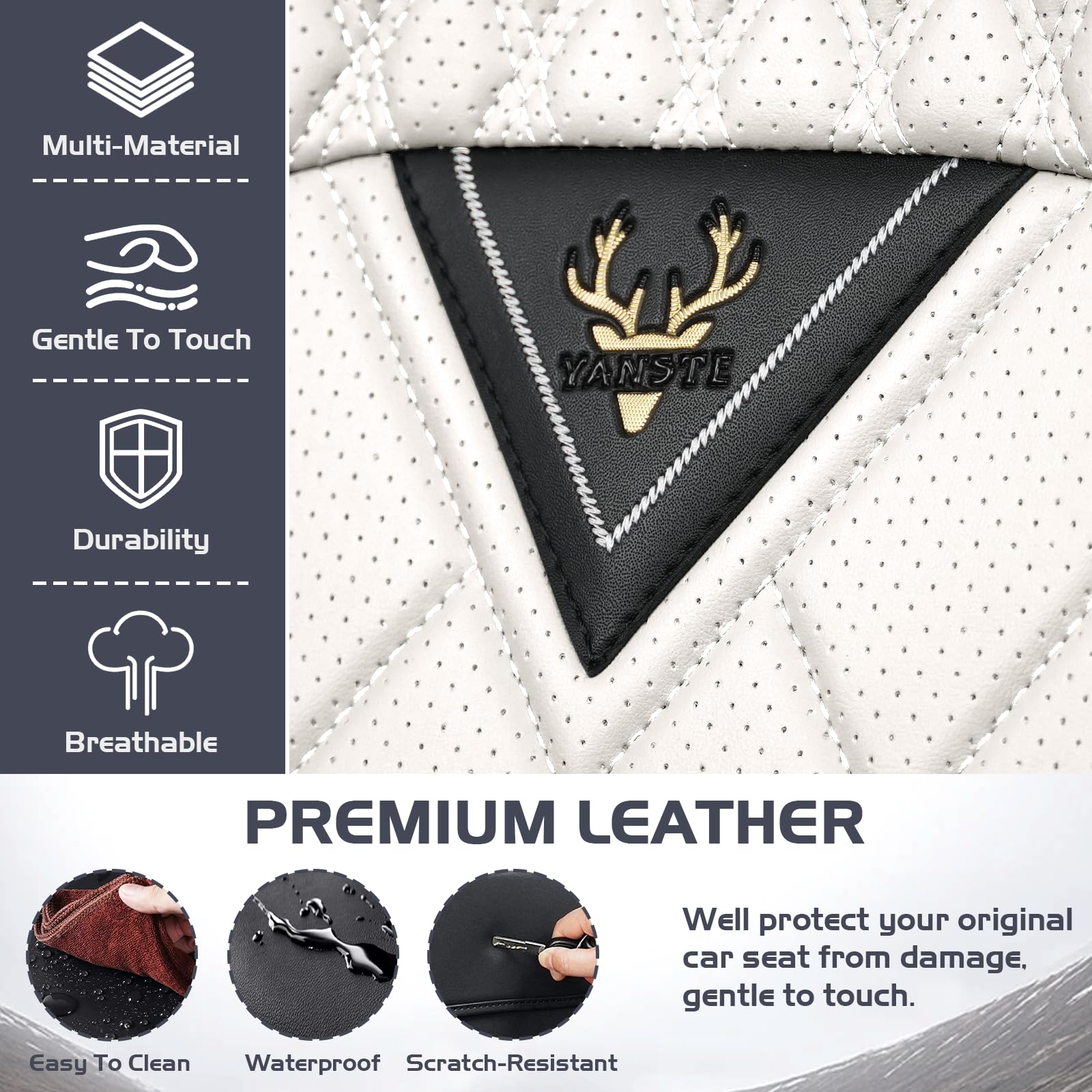 Car Seat Covers for GMC Sierra 2500 2000-2026 Waterproof Nappa Leather Full Set Seat Cover Anti-Slip and Comfortable — view 6